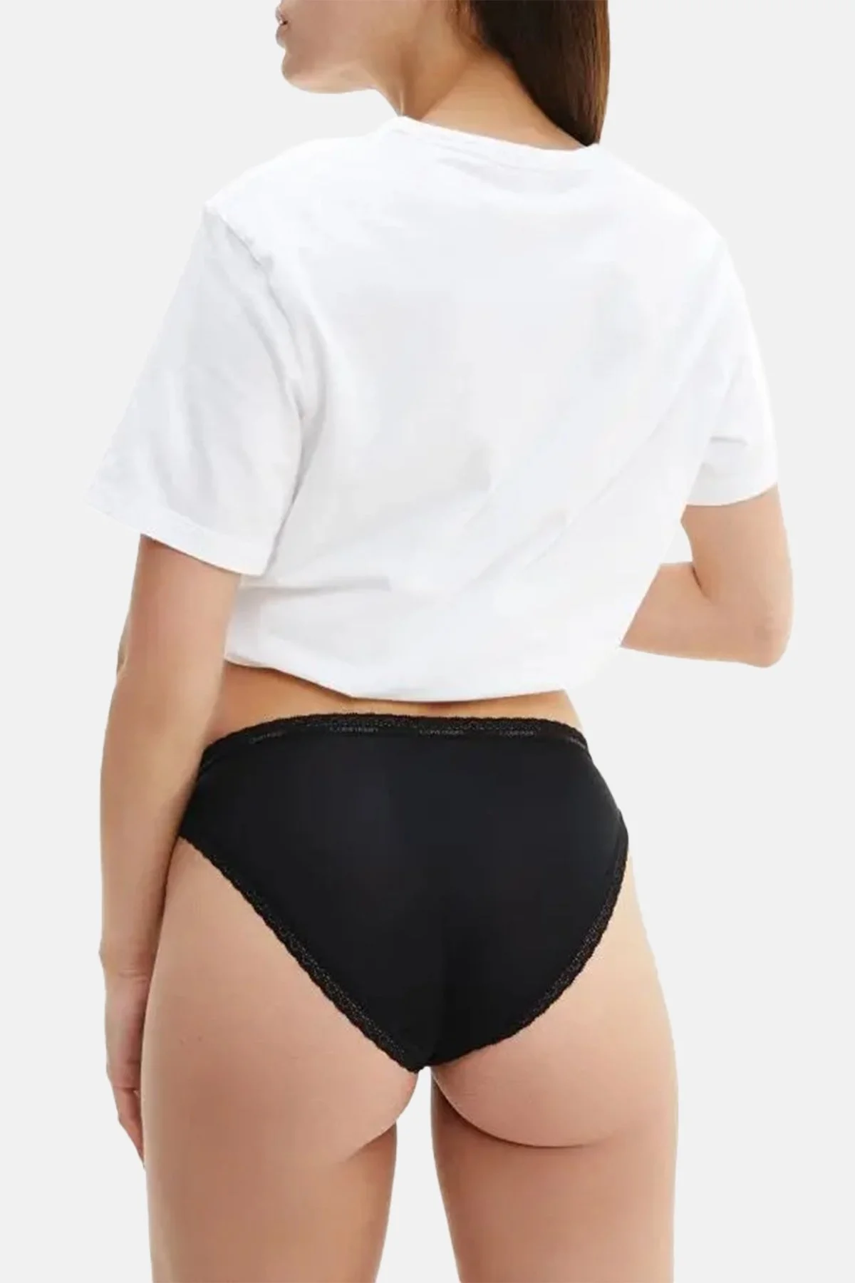 Calvin Klein 3 Pack Logolu Kenarları Dantelli 000QD3804EFIY Bayan Külot 000QD3804E FIY Siyah-Beyaz-Krem - 3