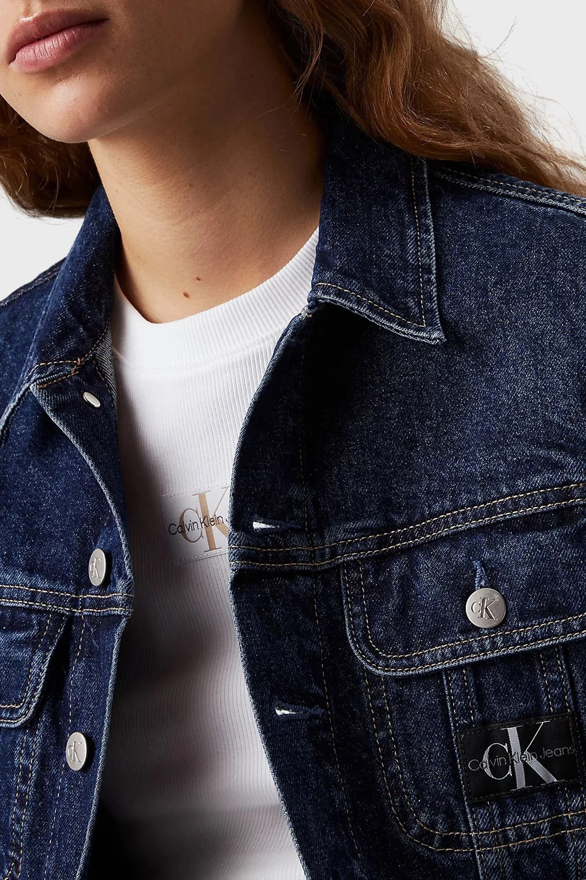 Calvin Klein 90s Pamuklu Regular Fit J20J2236701A4 Bayan Kot Ceket J20J223670 1A4 MAVİ - 4