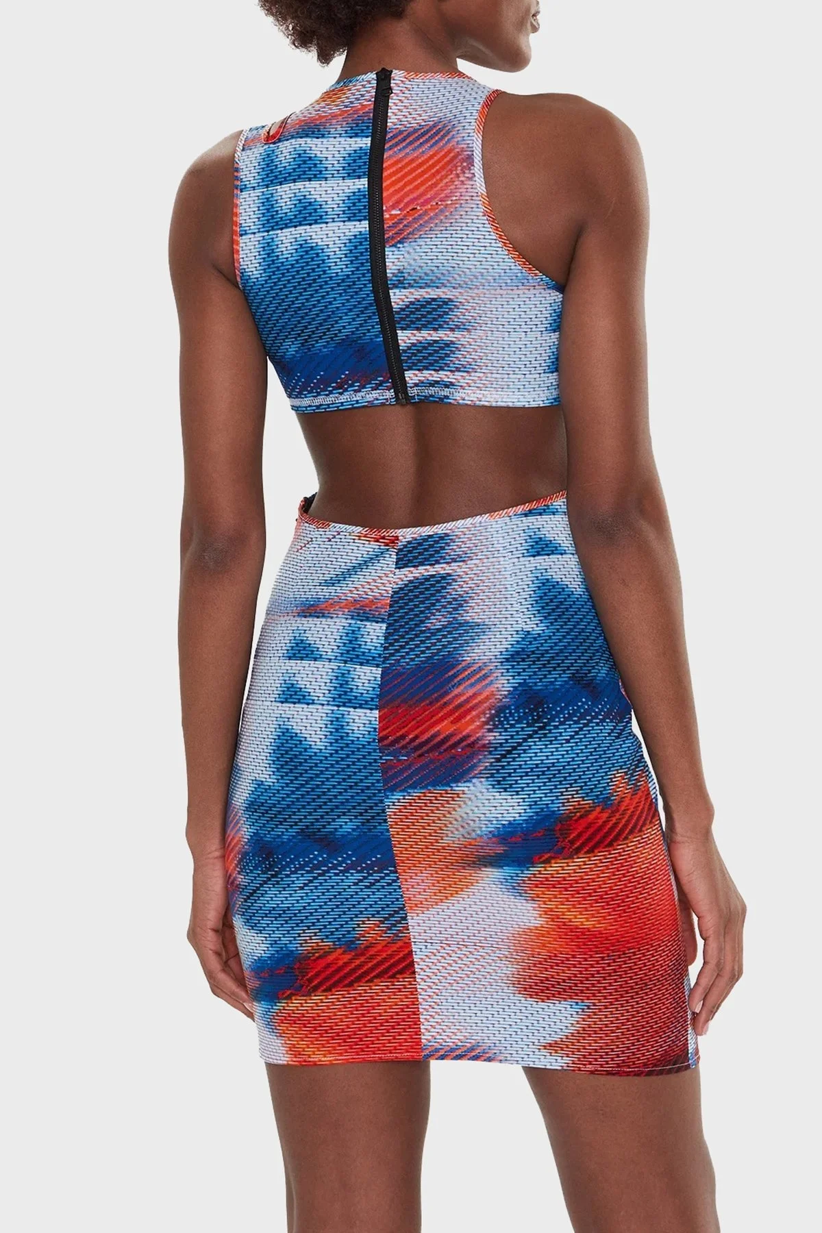 Calvin Klein Asimetrik Kesim Cut Out Bodycon Streç Jarse J20J2207600K9 Bayan Elbise J20J220760 0K9 Orange-Lacivert - 2