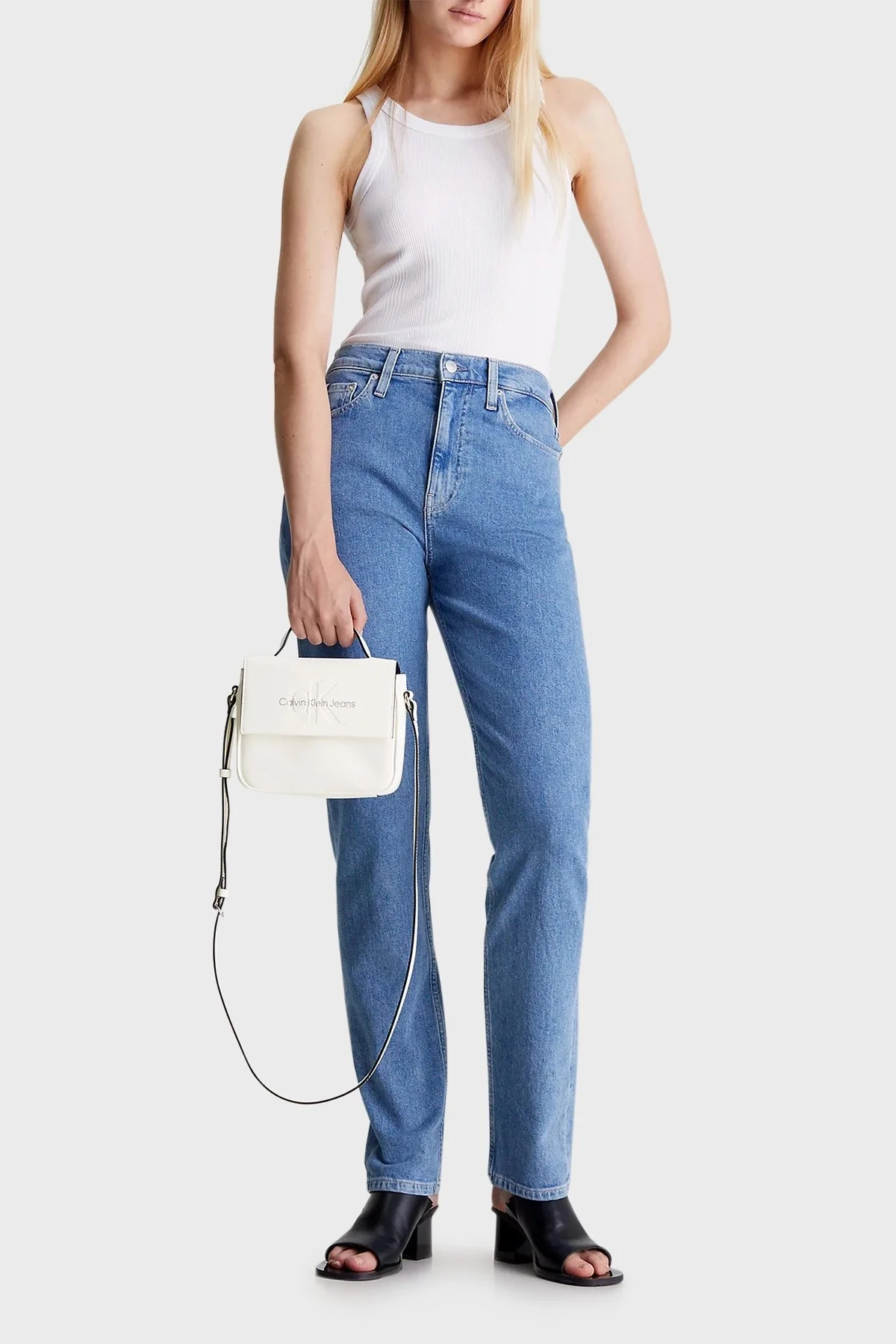 Calvin Klein Ayarlanabilir Omuz Askılı K60K6108290LI Bayan Çanta K60K610829 0LI BEYAZ-GÜMÜŞ - 2