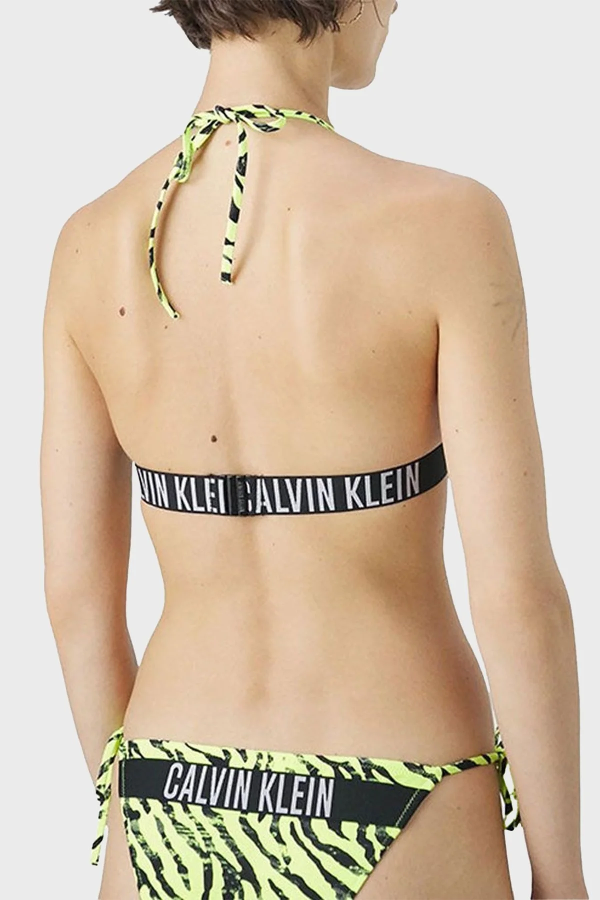 Calvin Klein Bağlamalı Logolu KW0KW023360IC Bayan Bikini Altı KW0KW02336 0IC YEŞİL-SİYAH - 2