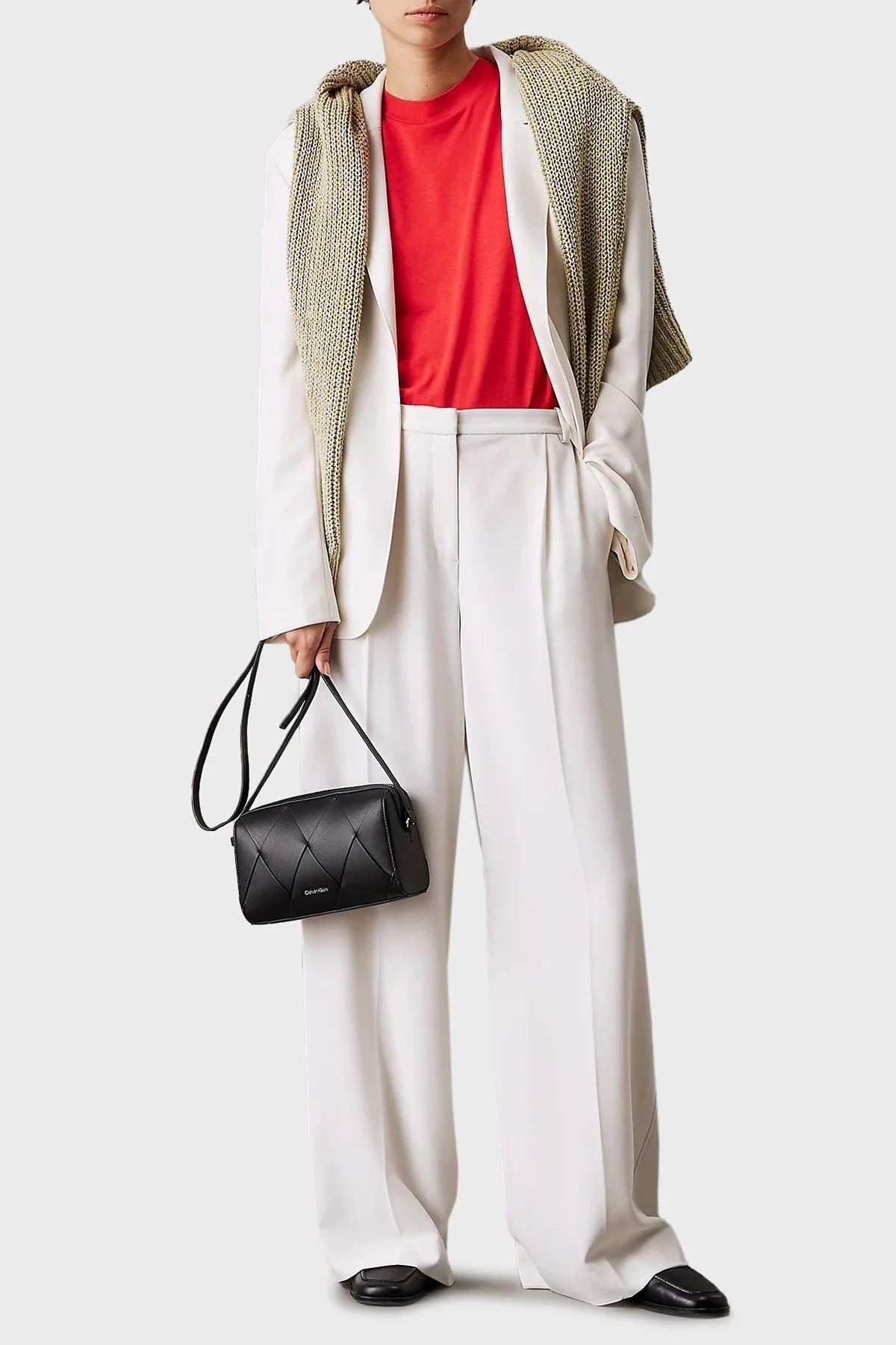 Calvin Klein Baklava Desenli Ayarlanabilir Askılı K60K613002BEH Bayan Çanta K60K613002 BEH SİYAH - 8