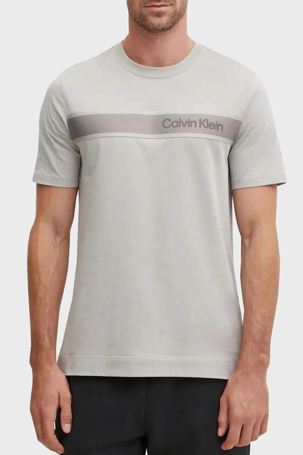 Calvin Klein Baskılı % 100 Pamuk Regular Fit Bisiklet Yaka 00GMF4K1124VX Erkek T Shirt 00GMF4K112 4VX GRİ - 1