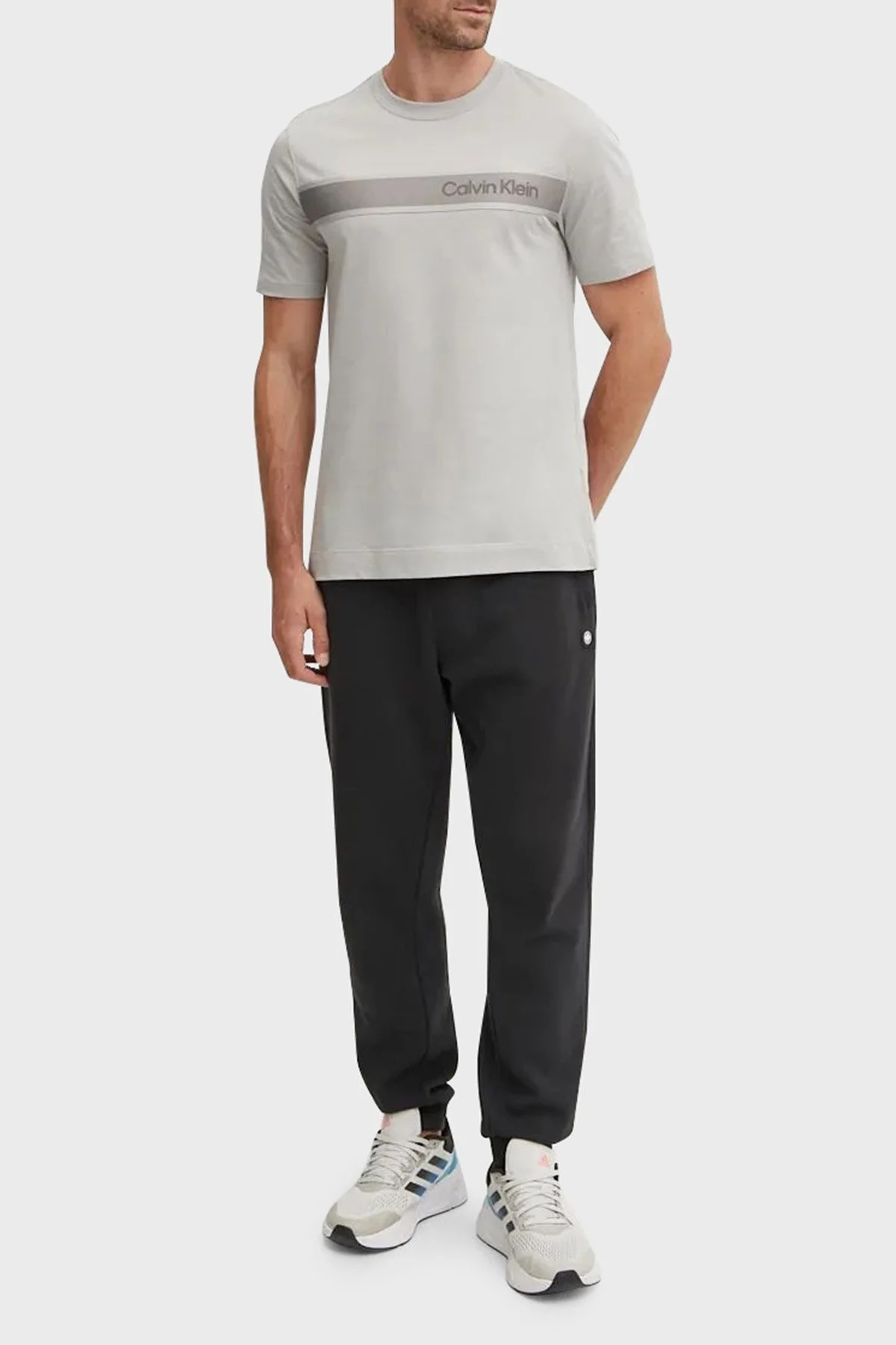 Calvin Klein Baskılı % 100 Pamuk Regular Fit Bisiklet Yaka 00GMF4K1124VX Erkek T Shirt 00GMF4K112 4VX GRİ - 3