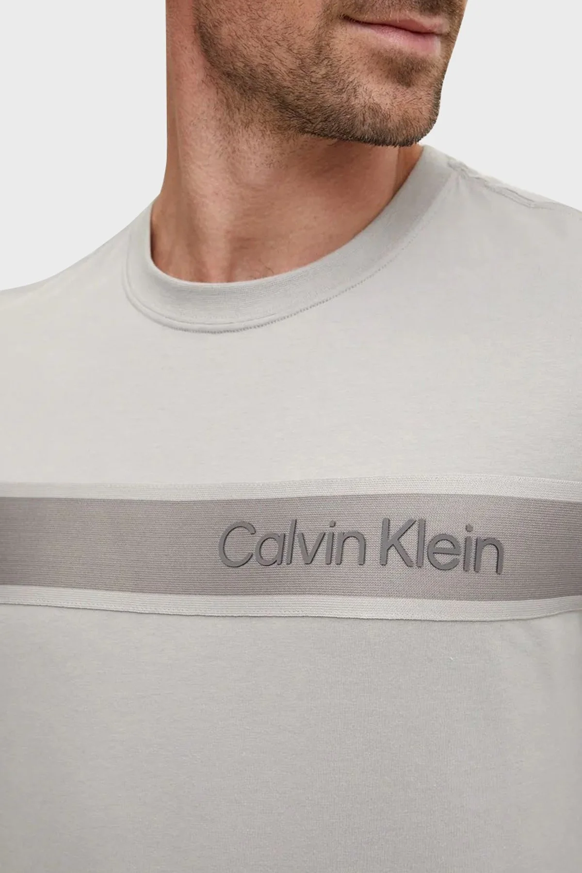 Calvin Klein Baskılı % 100 Pamuk Regular Fit Bisiklet Yaka 00GMF4K1124VX Erkek T Shirt 00GMF4K112 4VX GRİ - 4