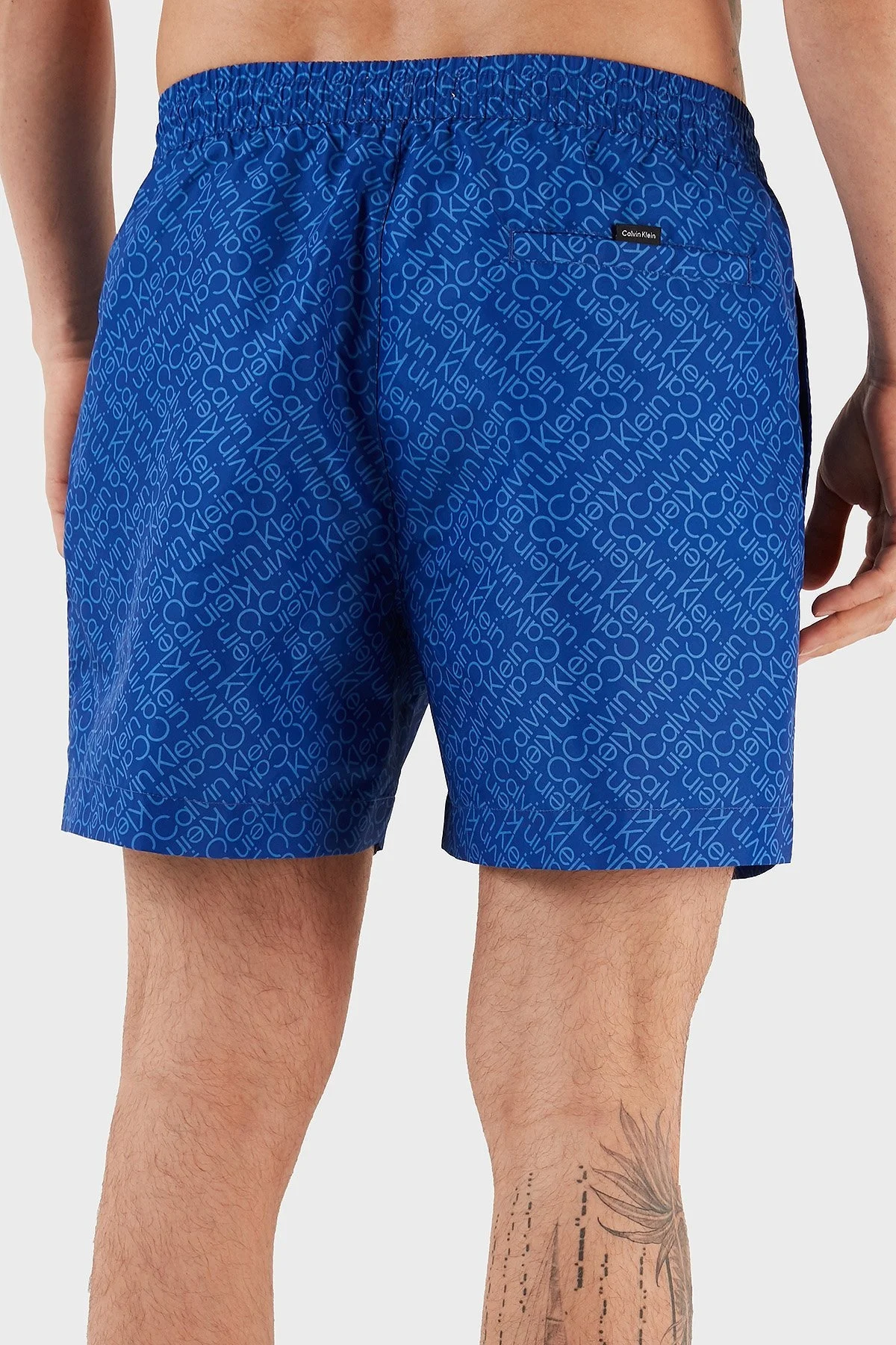 Calvin Klein Baskılı Deniz Şortu Belden Bağlamalı KM0KM008130G1 Erkek Mayo Short KM0KM00813 0G1 MAVİ - 5