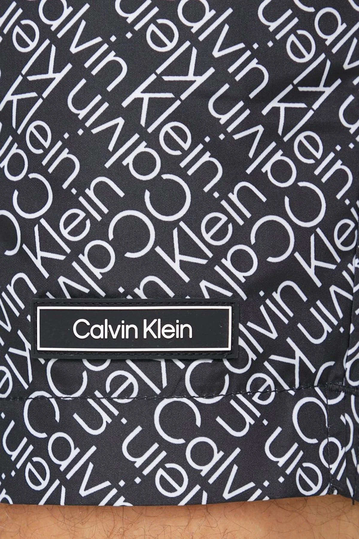 Calvin Klein Baskılı Deniz Şortu Belden Bağlamalı KM0KM008130GO Erkek Mayo Short KM0KM00813 0GO SİYAH - 2