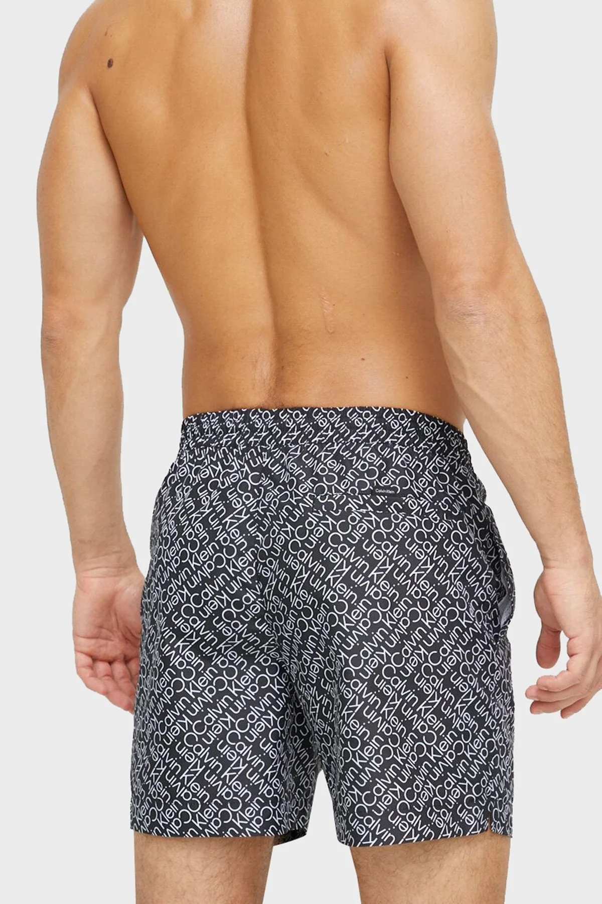 Calvin Klein Baskılı Deniz Şortu Belden Bağlamalı KM0KM008130GO Erkek Mayo Short KM0KM00813 0GO SİYAH - 4
