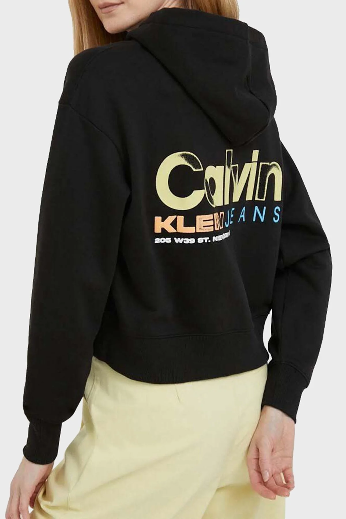 Calvin Klein Baskılı Kapüşonlu % 100 Pamuk Relaxed Fit J20J221657BEH Bayan Sweat J20J221657 BEH SİYAH - 2