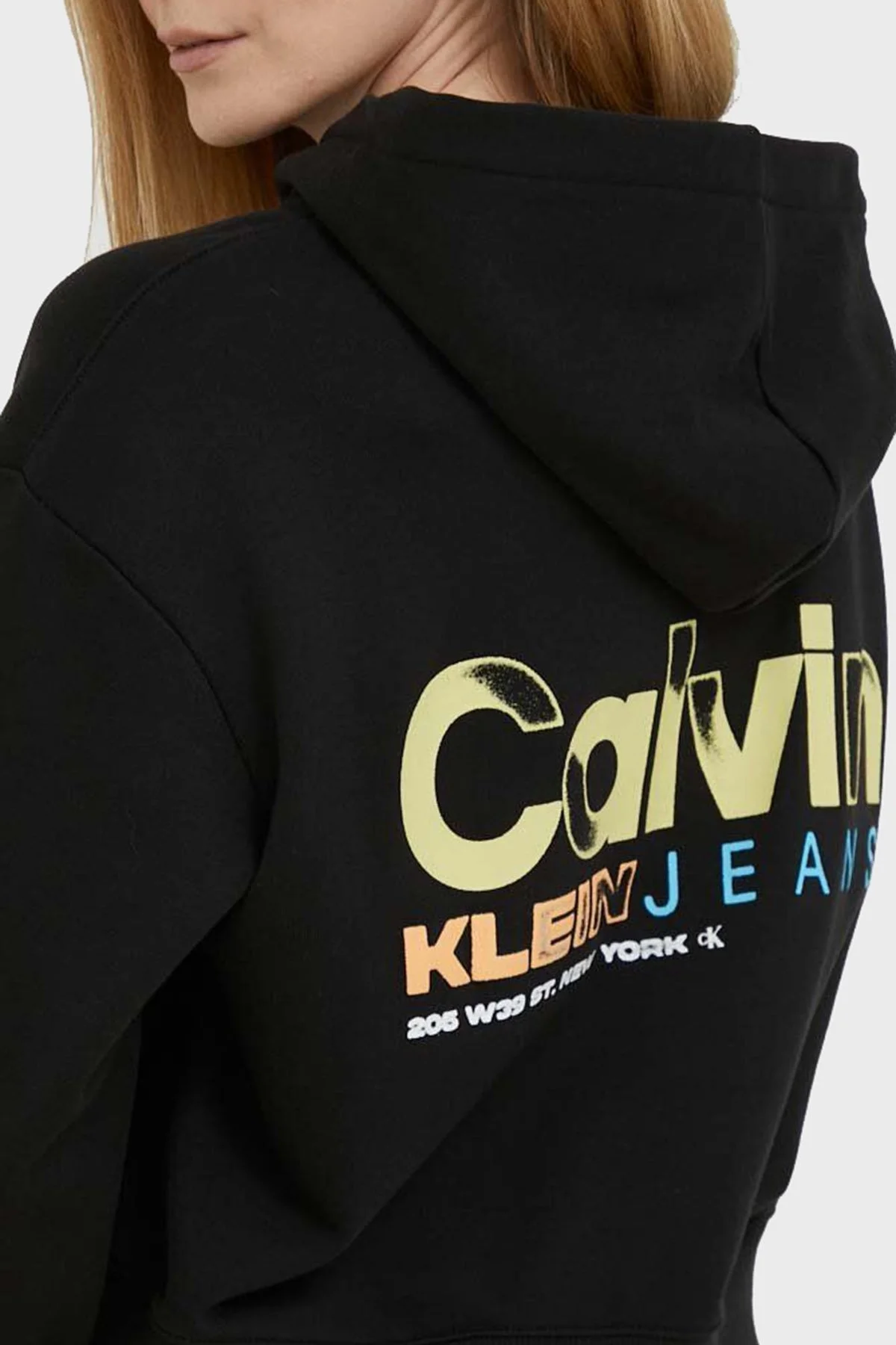 Calvin Klein Baskılı Kapüşonlu % 100 Pamuk Relaxed Fit J20J221657BEH Bayan Sweat J20J221657 BEH SİYAH - 5