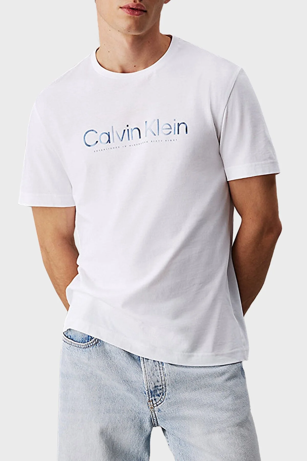 Calvin Klein Baskılı Pamuklu Regular Fit Bisiklet Yaka K10K114162YAF Erkek T Shirt K10K114162 YAF BEYAZ - 5