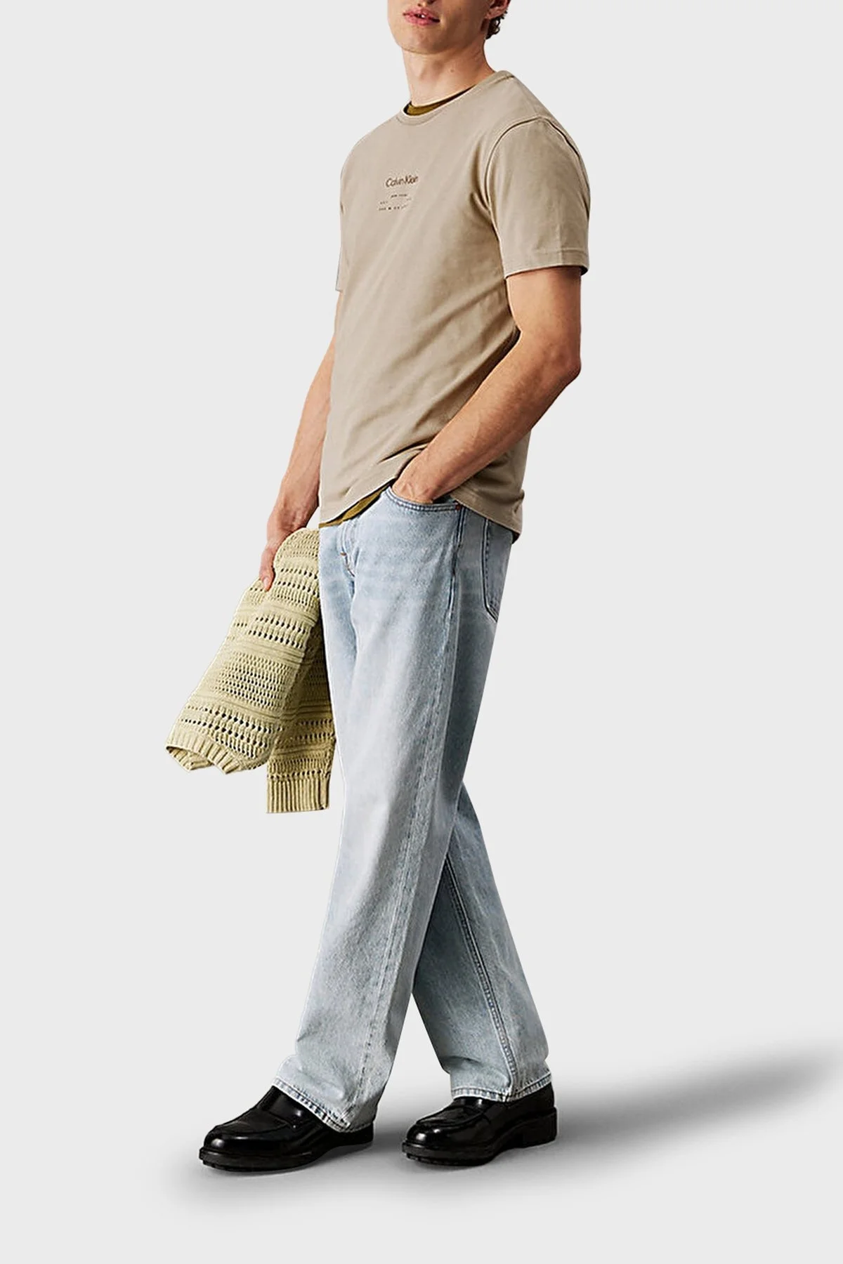 Calvin Klein Baskılı Pamuklu Regular Fit Bisiklet Yaka K10K114172PAH Erkek T Shirt K10K114172 PAH BEJ - 6