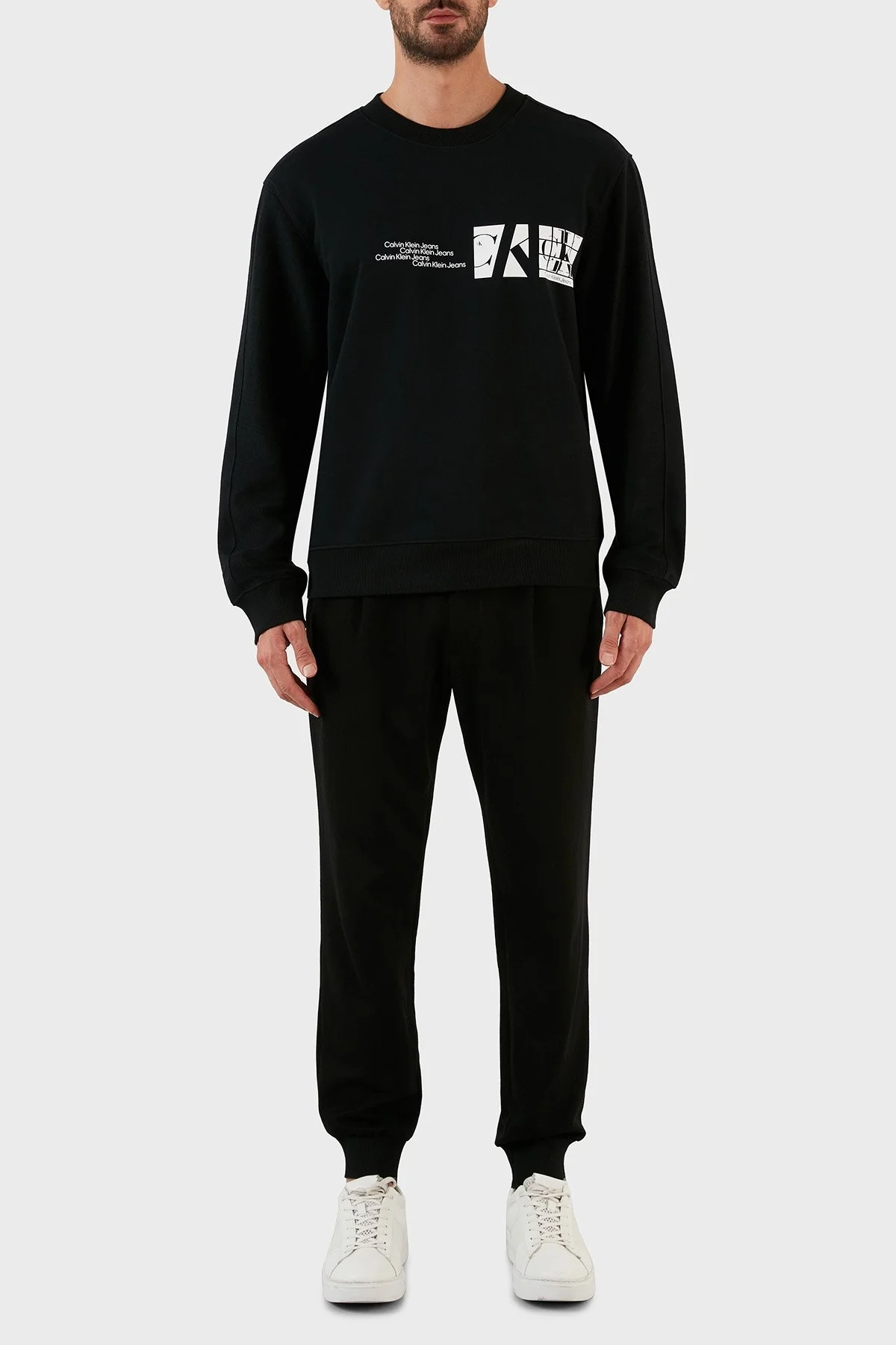 Calvin Klein Baskılı Regular Fit Bisiklet Yaka Pamuklu Erkek Sweat J30J320848 BEH SİYAH - 4