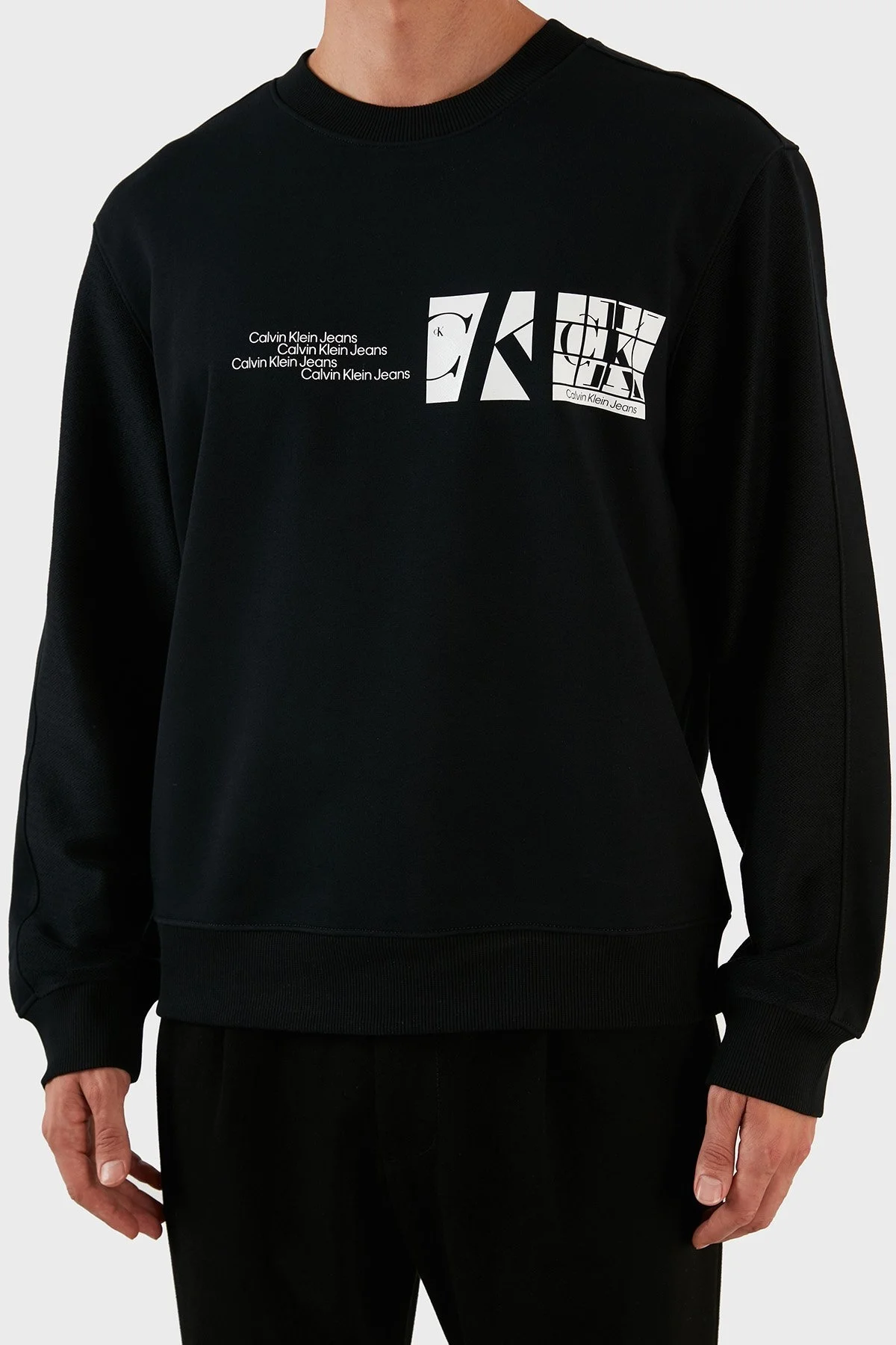 Calvin Klein Baskılı Regular Fit Bisiklet Yaka Pamuklu Erkek Sweat J30J320848 BEH SİYAH - 6