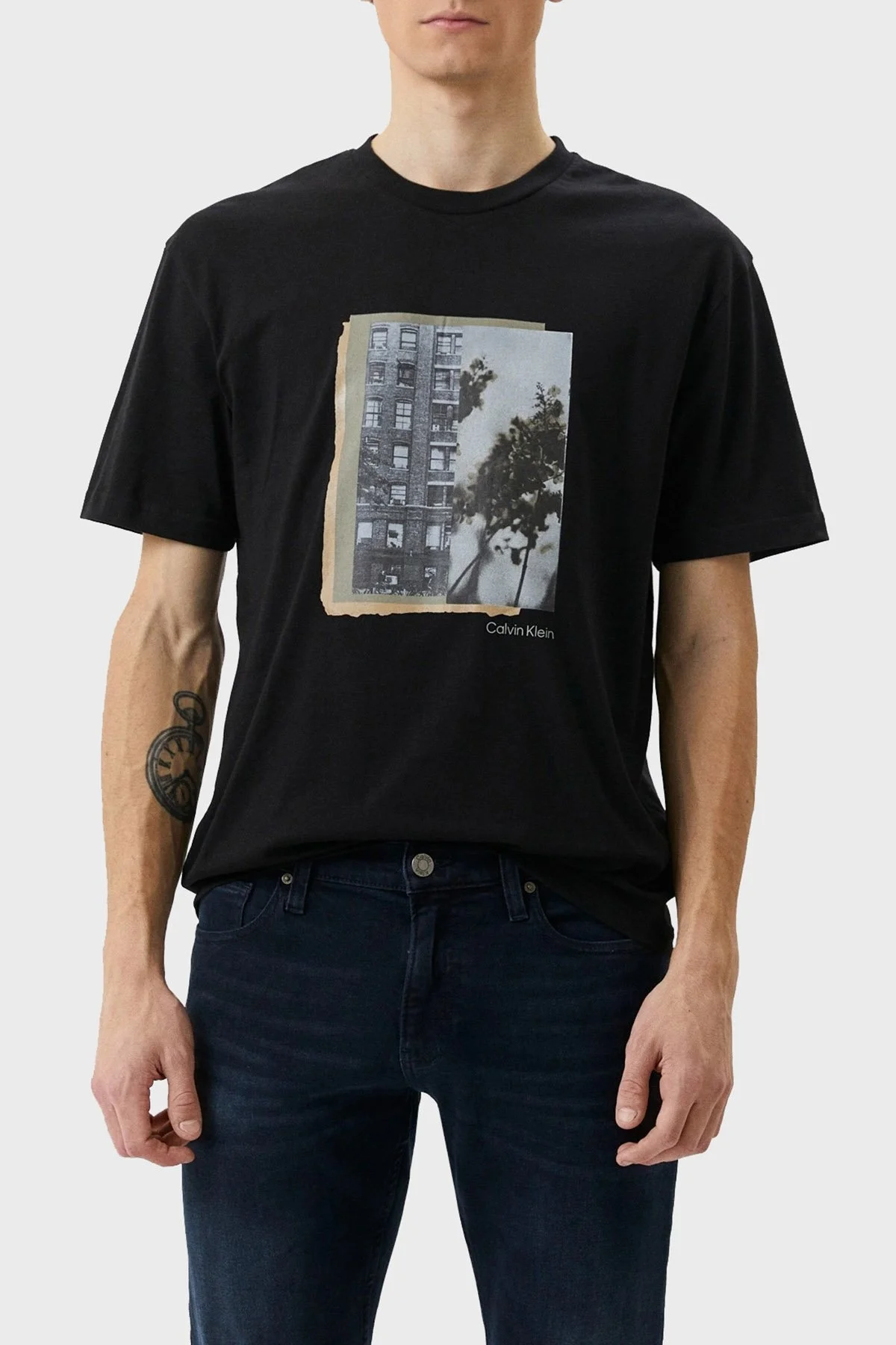 Calvin Klein Baskılı Relaxed Fit Bisiklet Yaka % 100 Pamuk Erkek T Shirt K10K110791 BEH SİYAH - 1