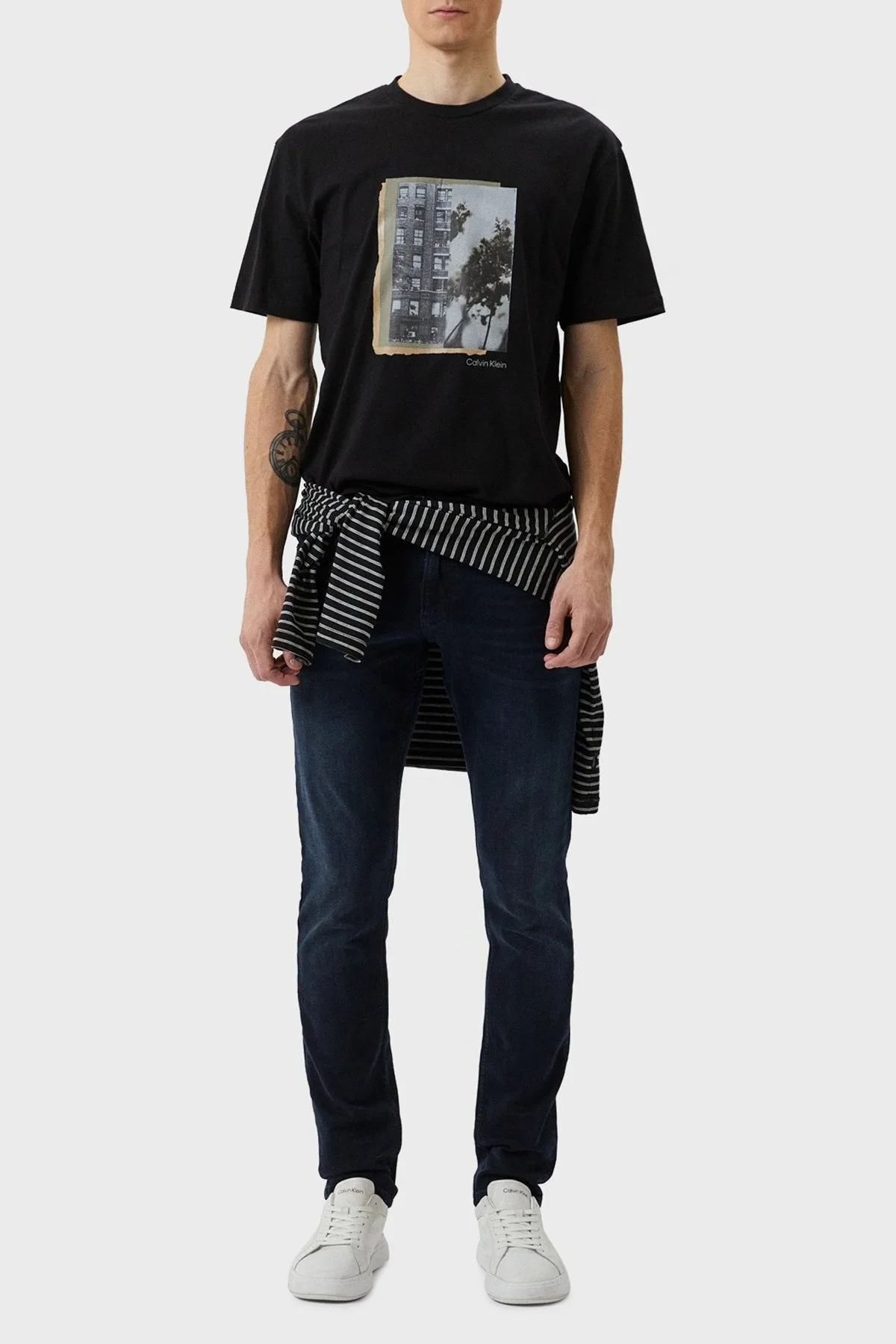Calvin Klein Baskılı Relaxed Fit Bisiklet Yaka % 100 Pamuk Erkek T Shirt K10K110791 BEH SİYAH - 2