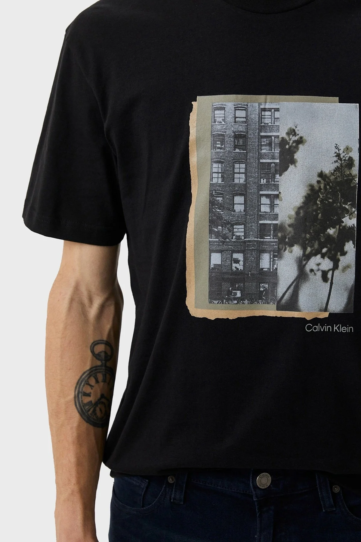 Calvin Klein Baskılı Relaxed Fit Bisiklet Yaka % 100 Pamuk Erkek T Shirt K10K110791 BEH SİYAH - 4