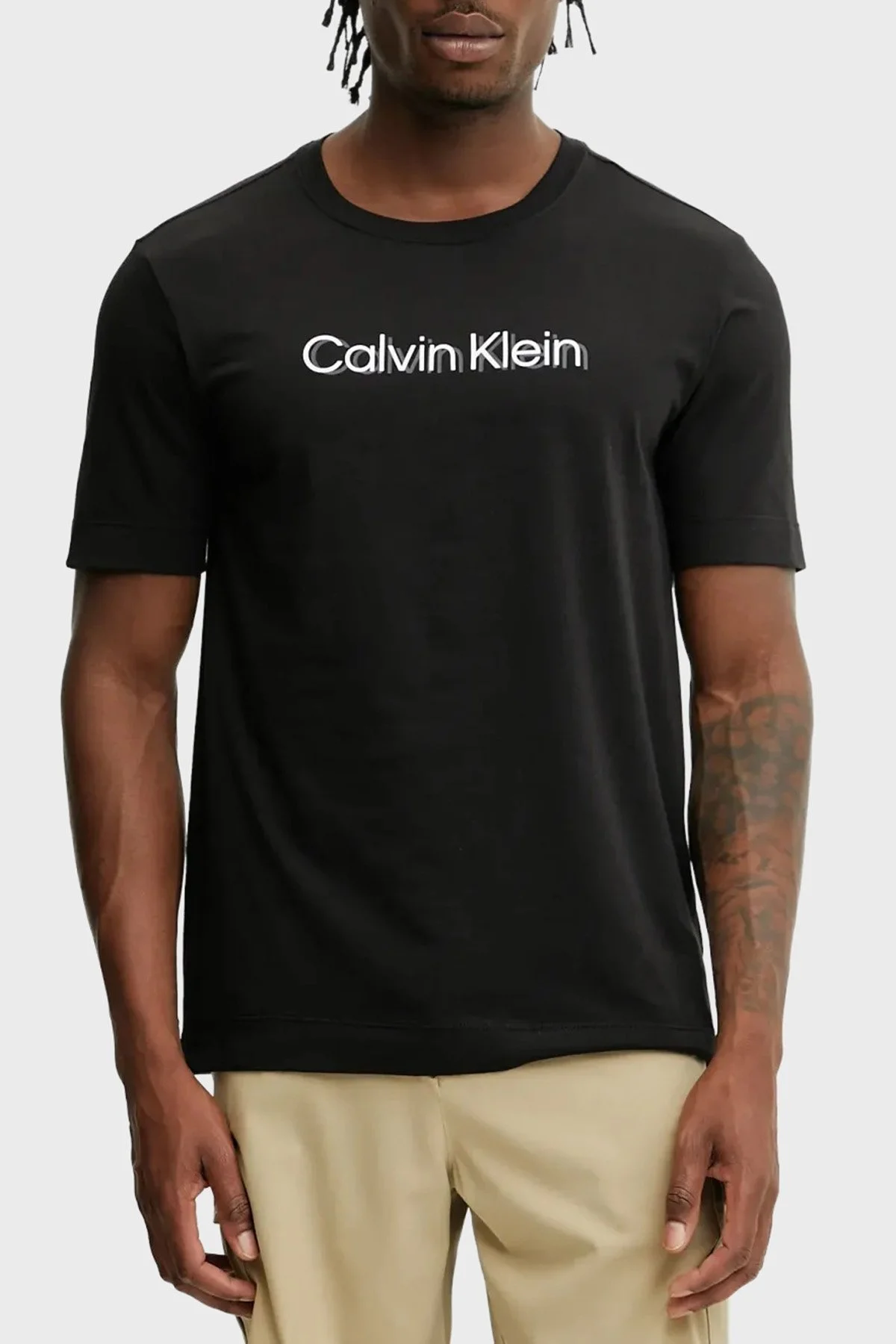 Calvin Klein Baskılı Streç Pamuklu Regular Fit Bisiklet Yaka LVGMS5K183UB1 Erkek T Shirt LVGMS5K183 UB1 SİYAH - 5