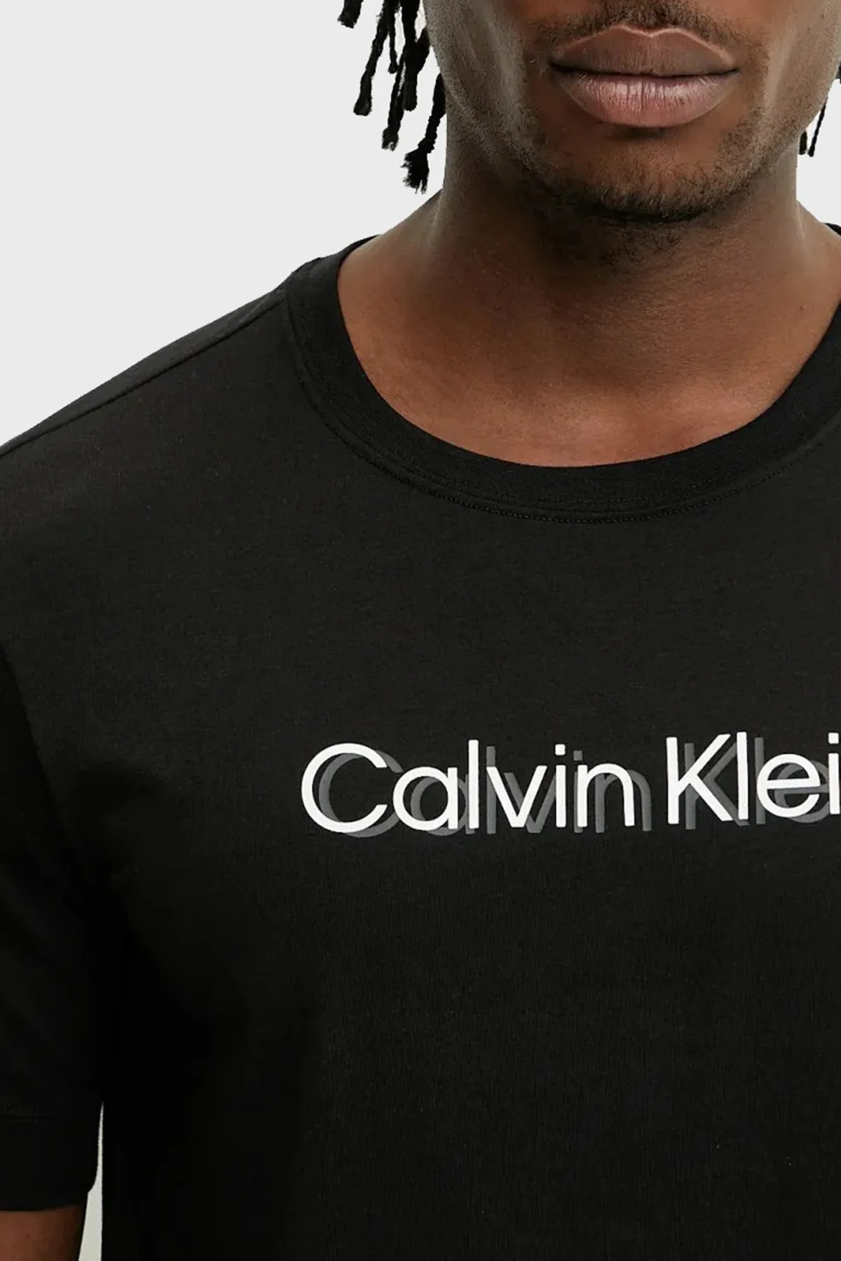 Calvin Klein Baskılı Streç Pamuklu Regular Fit Bisiklet Yaka LVGMS5K183UB1 Erkek T Shirt LVGMS5K183 UB1 SİYAH - 8