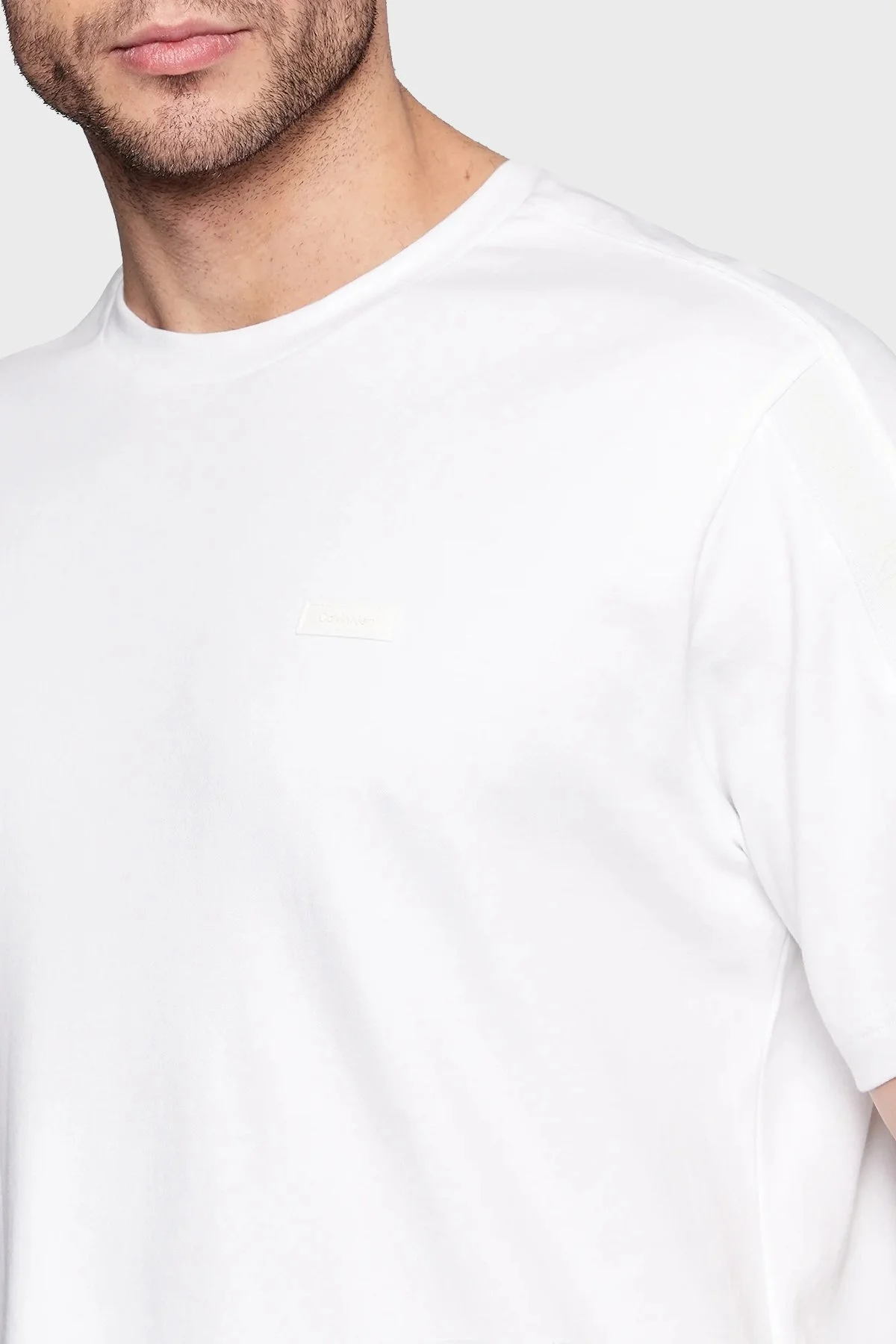 Calvin Klein Bisiklet Yaka % 100 Pamuk Regular Fit Erkek T Shirt K10K110814 YAF BEYAZ - 4