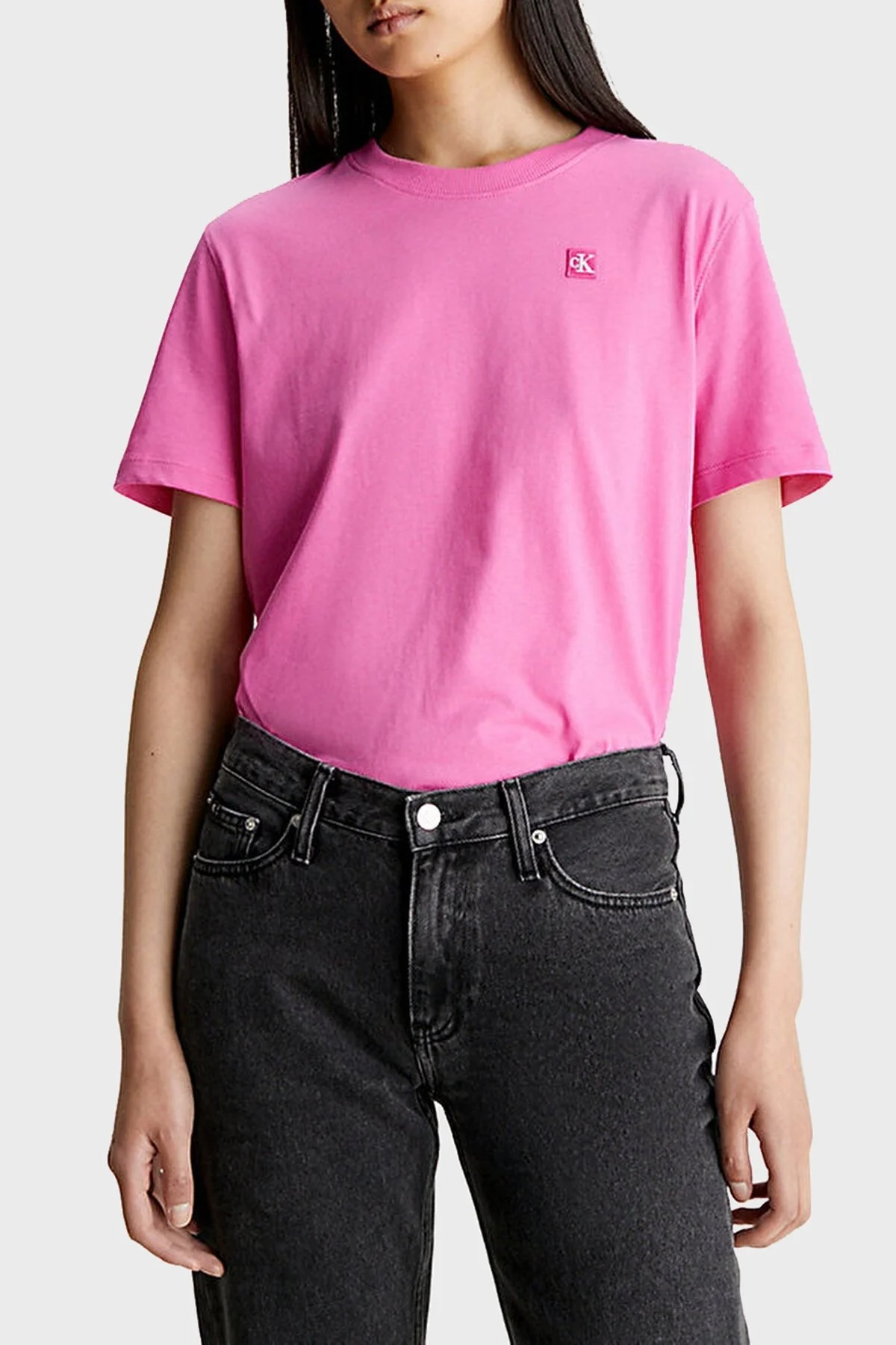 Calvin Klein Bisiklet Yaka % 100 Pamuk Regular Fit J20J223226TO5 Bayan T Shirt J20J223226 TO5 PEMBE - 1