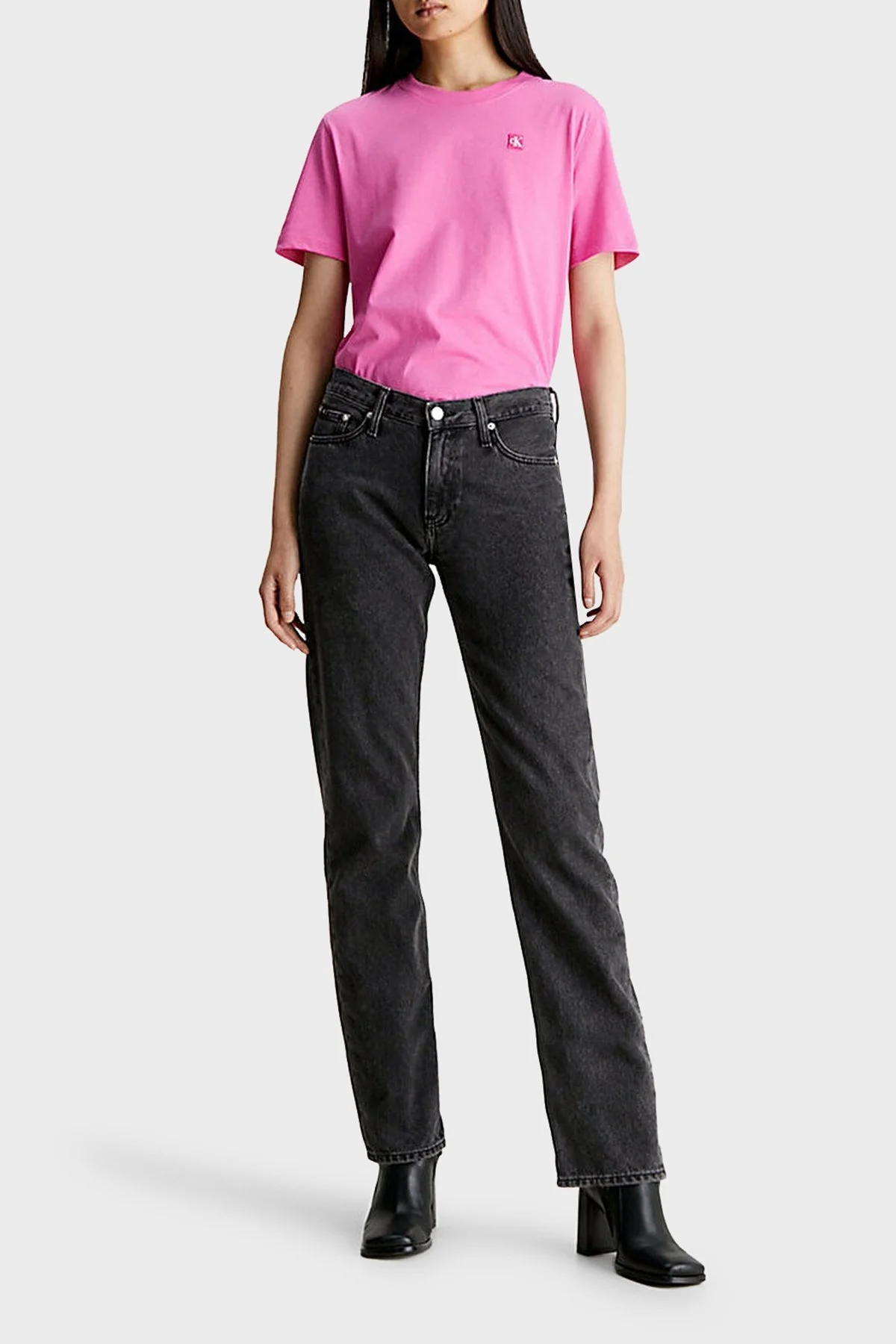 Calvin Klein Bisiklet Yaka % 100 Pamuk Regular Fit J20J223226TO5 Bayan T Shirt J20J223226 TO5 PEMBE - 4