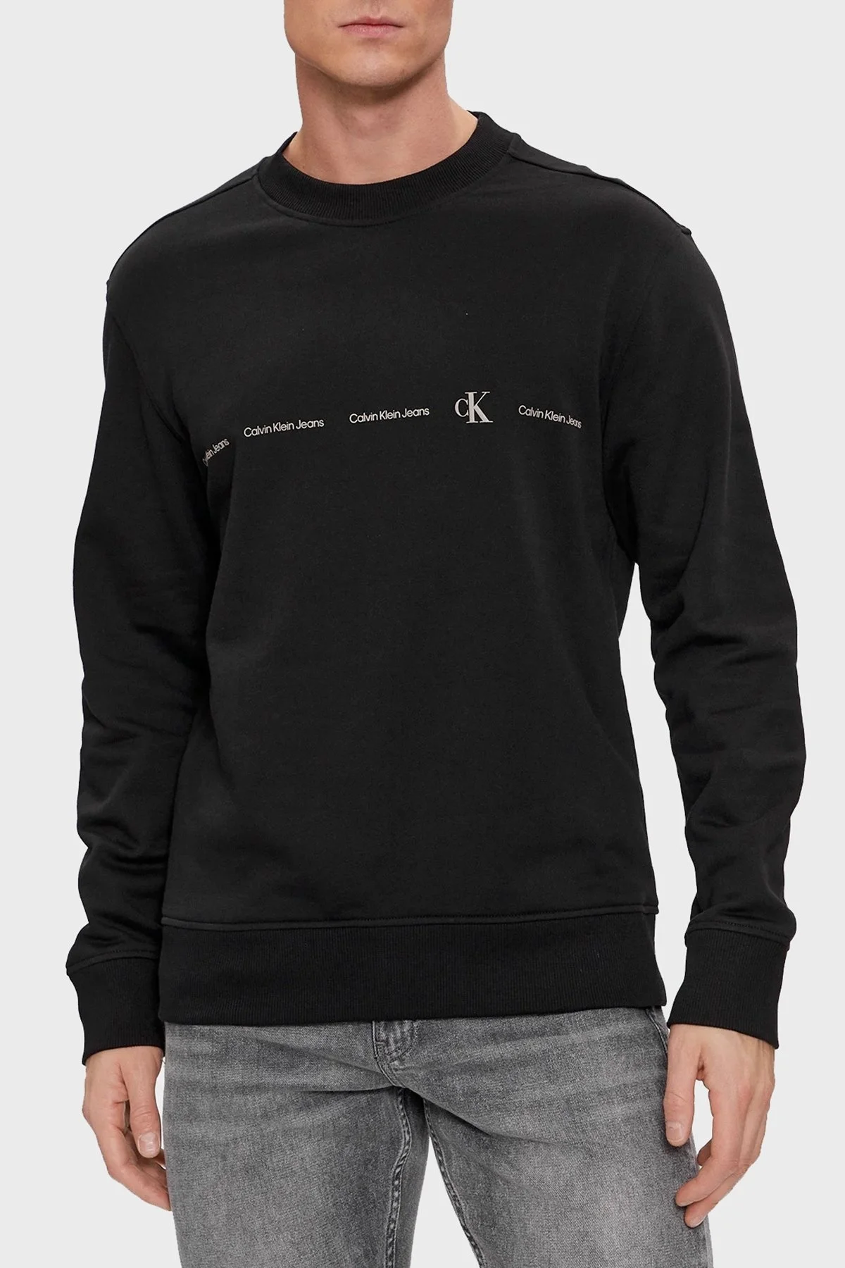 Calvin Klein Bisiklet Yaka % 100 Pamuk Regular Fit J30J324624BEH Erkek Sweat J30J324624 BEH SİYAH - 1