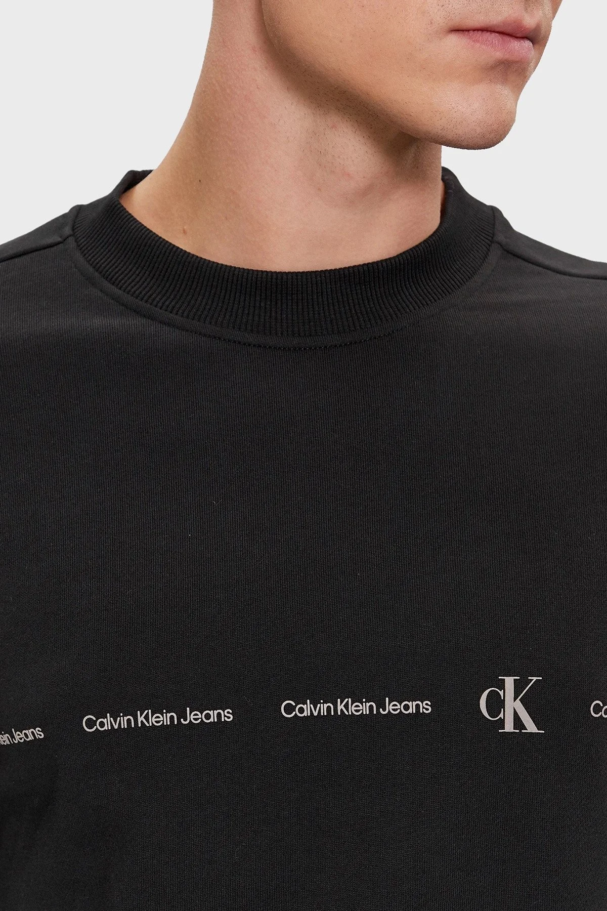 Calvin Klein Bisiklet Yaka % 100 Pamuk Regular Fit J30J324624BEH Erkek Sweat J30J324624 BEH SİYAH - 2
