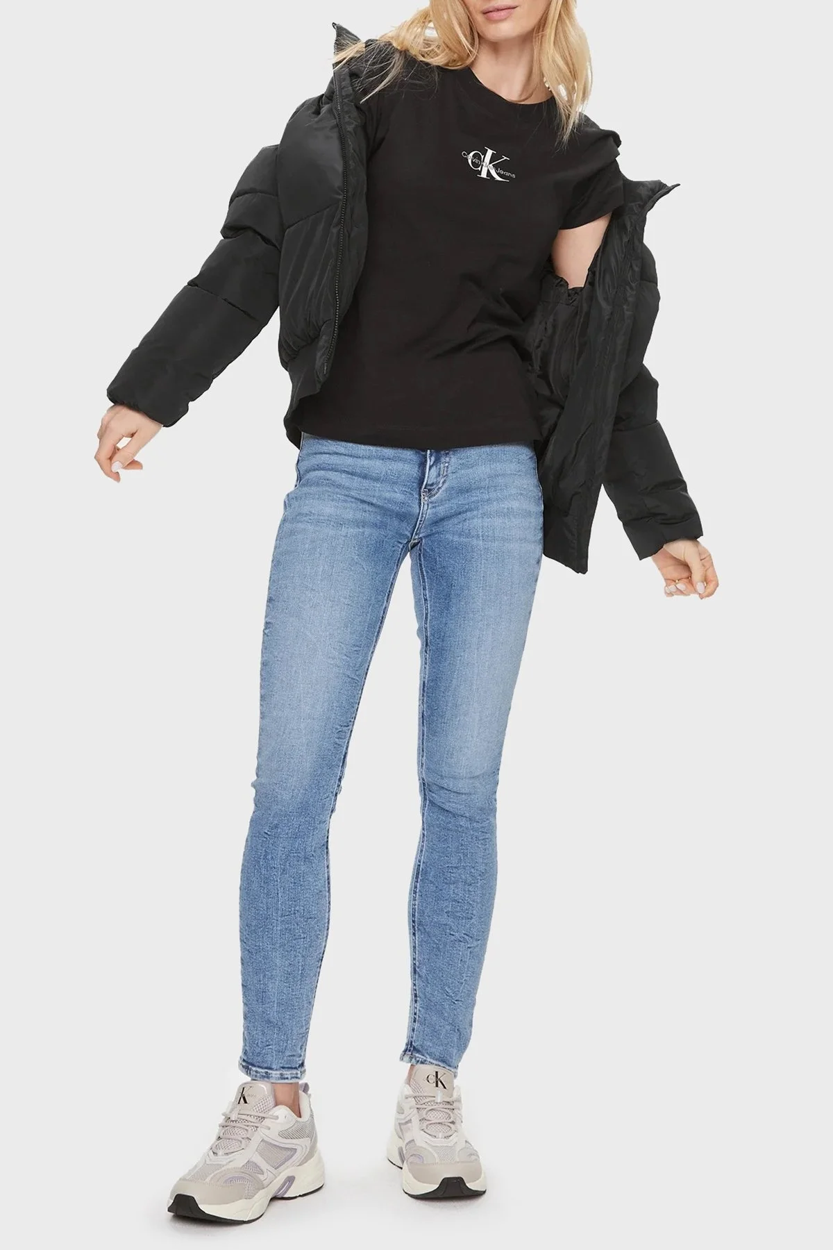 Calvin Klein Bisiklet Yaka % 100 Pamuk Slim Fit J20J222564BEH Bayan T Shirt J20J222564 BEH SİYAH - 3