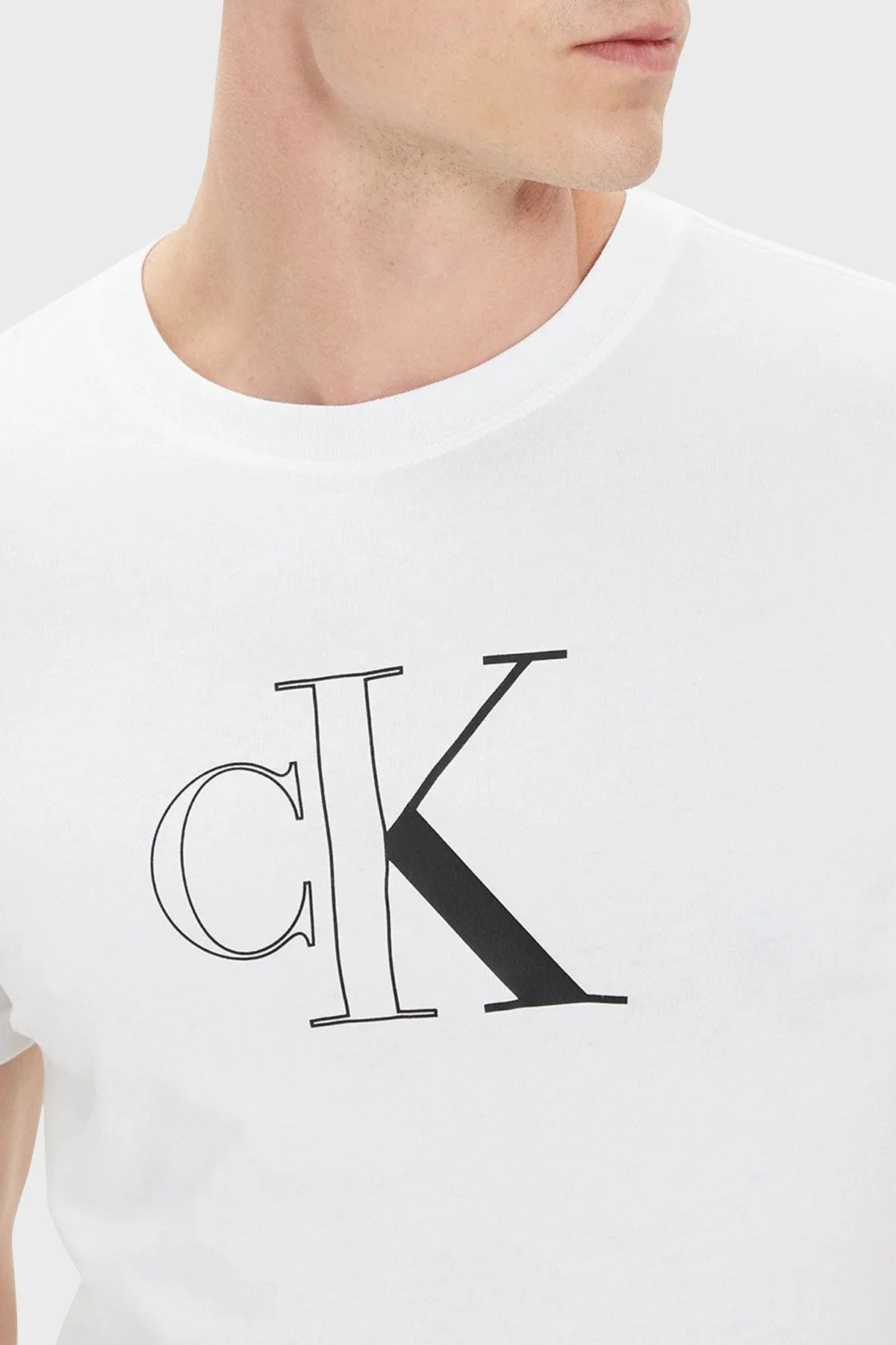 Calvin Klein Bisiklet Yaka % 100 Pamuk Slim Fit J30J325678YAF Erkek T Shirt J30J325678 YAF BEYAZ - 4