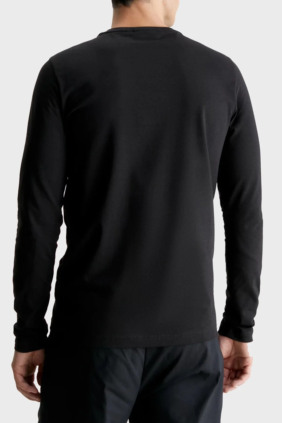Calvin Klein Bisiklet Yaka Pamuklu Uzun Kollu Slim Fit K10K112725BEH Erkek T Shirt K10K112725 BEH SİYAH - 2
