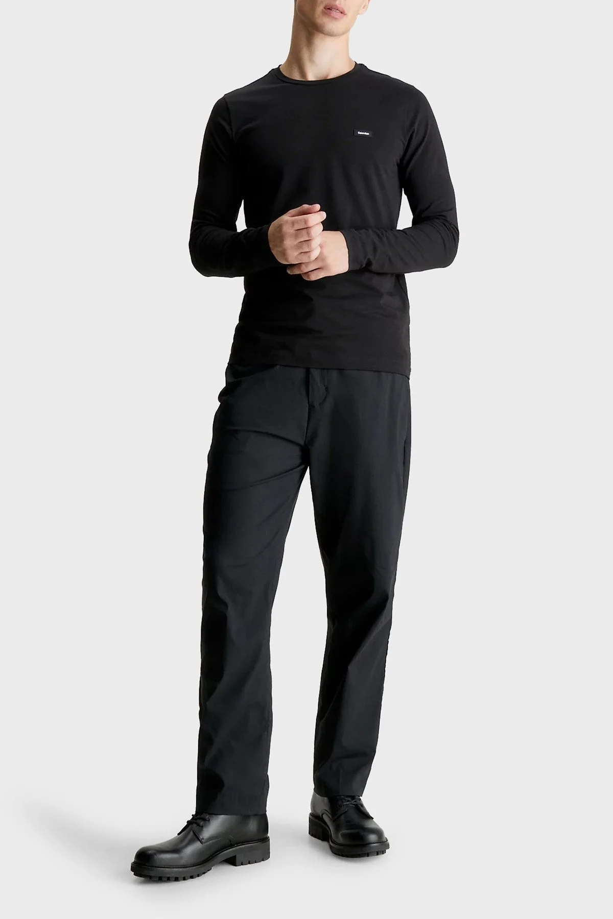 Calvin Klein Bisiklet Yaka Pamuklu Uzun Kollu Slim Fit K10K112725BEH Erkek T Shirt K10K112725 BEH SİYAH - 3