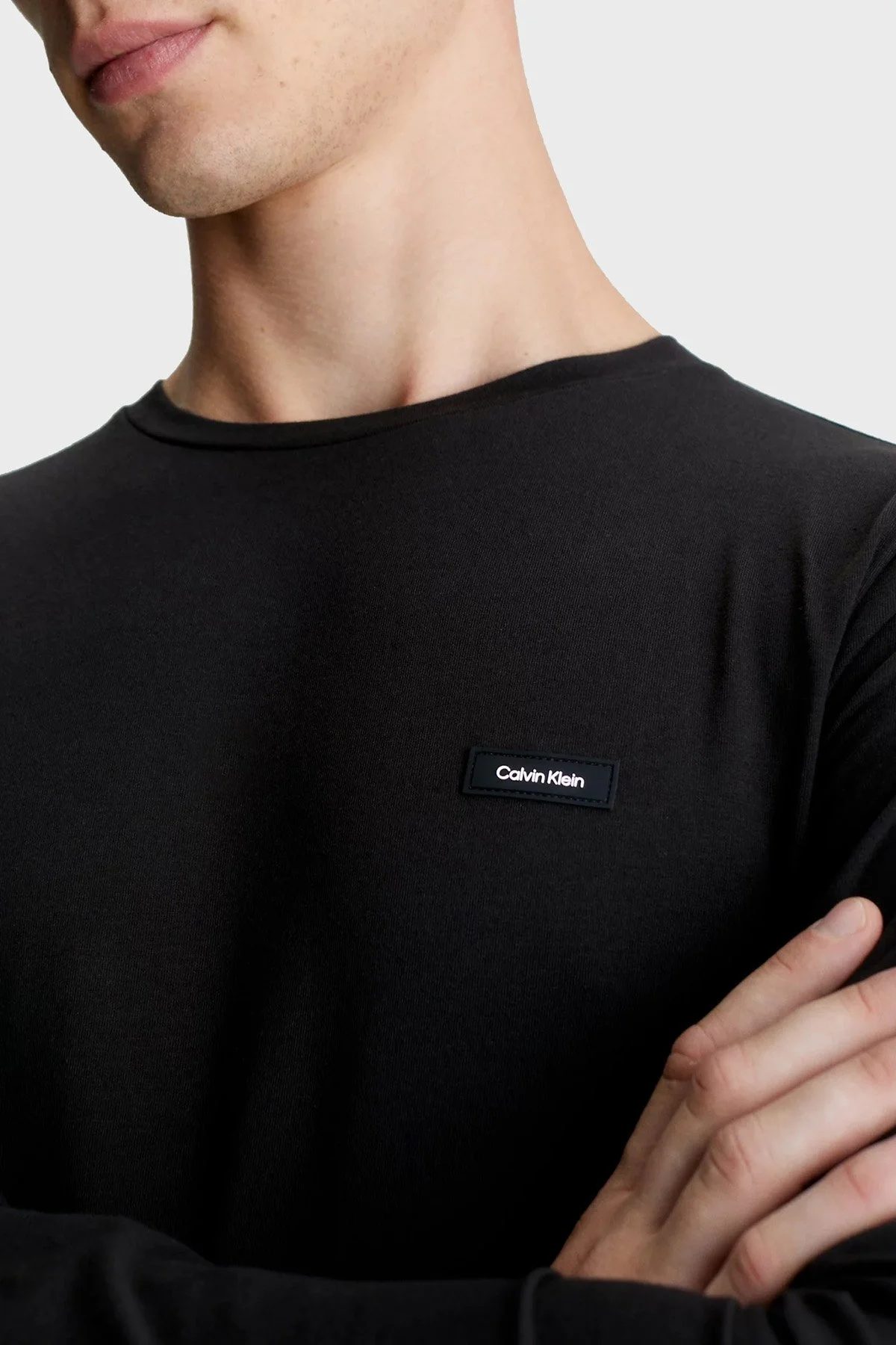 Calvin Klein Bisiklet Yaka Pamuklu Uzun Kollu Slim Fit K10K112725BEH Erkek T Shirt K10K112725 BEH SİYAH - 4