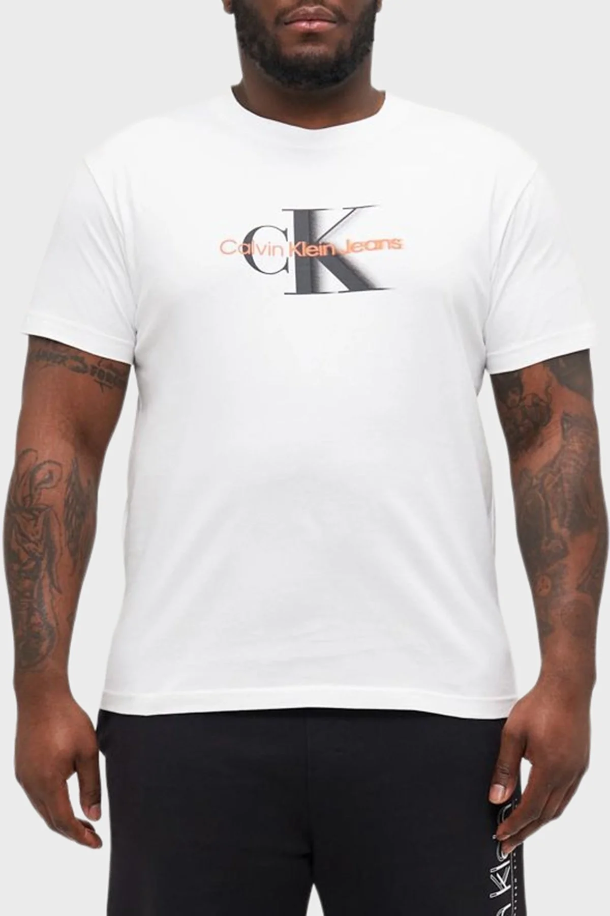 Calvin Klein Büyük Beden Pamuklu Regular Fit Logolu J30J327734YAF Erkek T Shirt J30J327734 YAF BEYAZ - 5