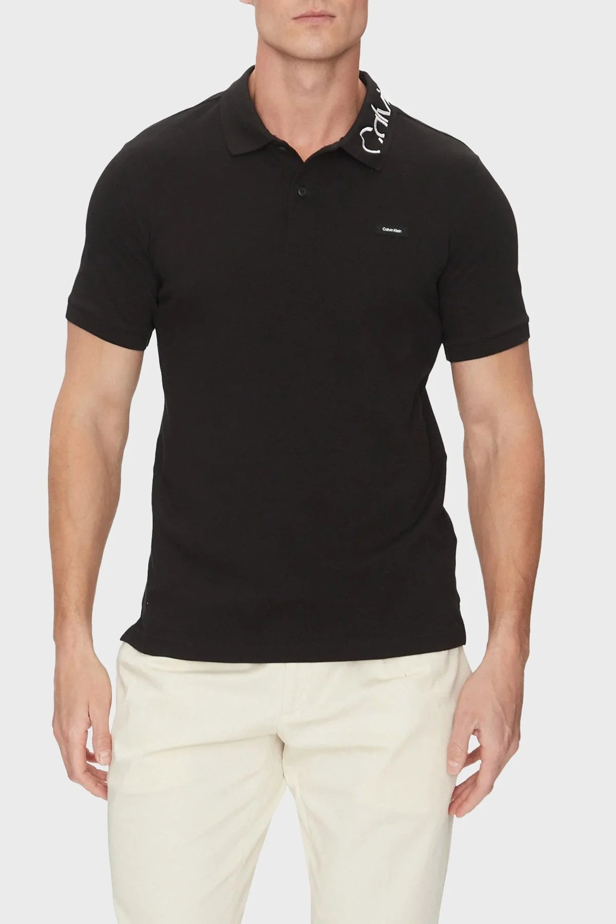 Calvin Klein Büyük Beden Regular Fit Düğmeli K10K114569BEH Erkek Polo Yaka T Shirt K10K114569 BEH SİYAH - 5