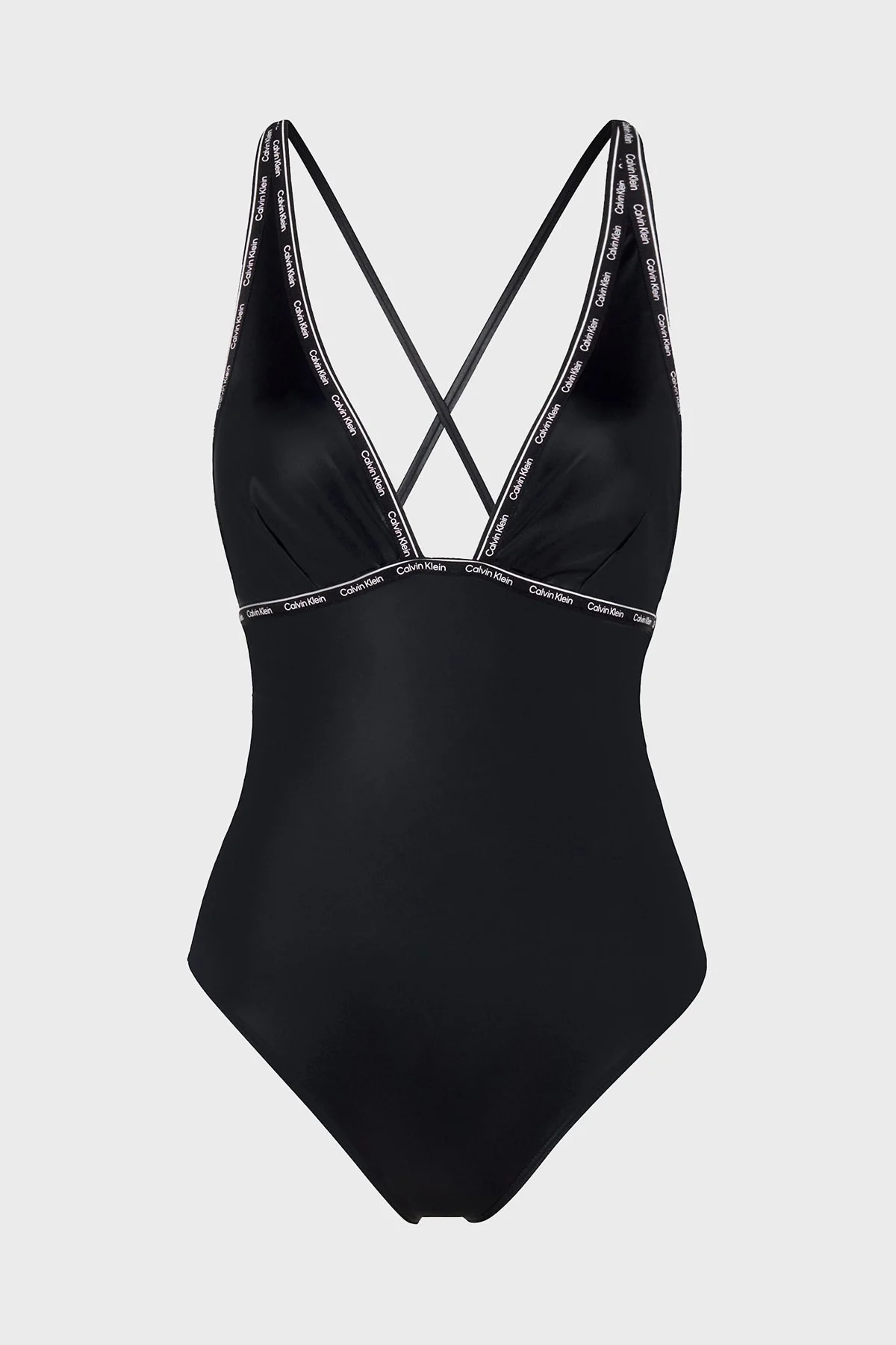 Calvin Klein Çapraz Sırtlı Logo Bantlı KW0KW02075BEH Bayan Mayo KW0KW02075 BEH SİYAH - 5