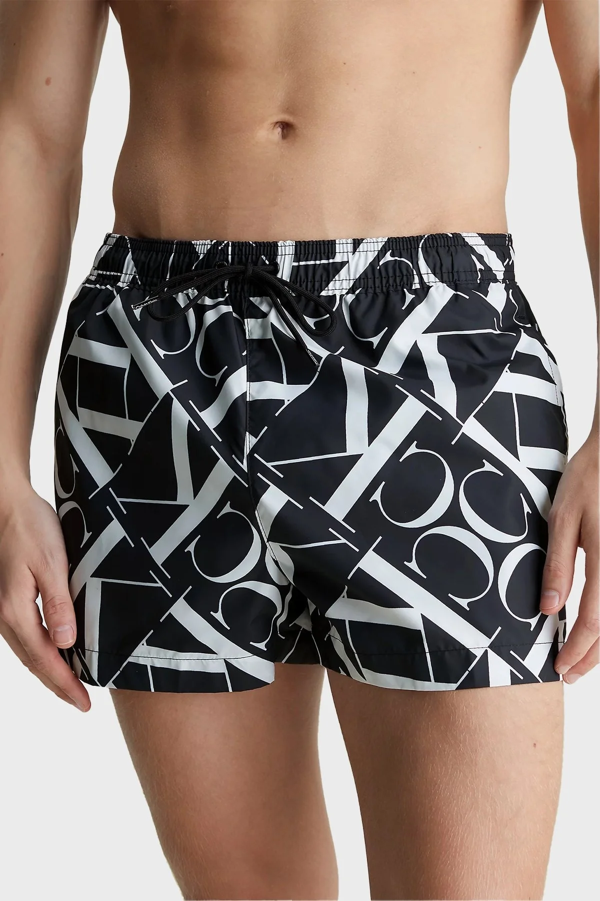 Calvin Klein Cepli KM0KM009680GK Erkek Mayo Short KM0KM00968 0GK SİYAH-BEYAZ - 2