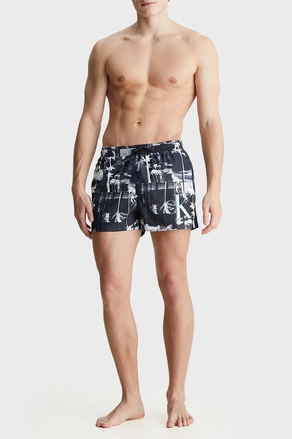 Calvin Klein Cepli KM0KM009680GL Erkek Mayo Short KM0KM00968 0GL SİYAH-BEYAZ - 1