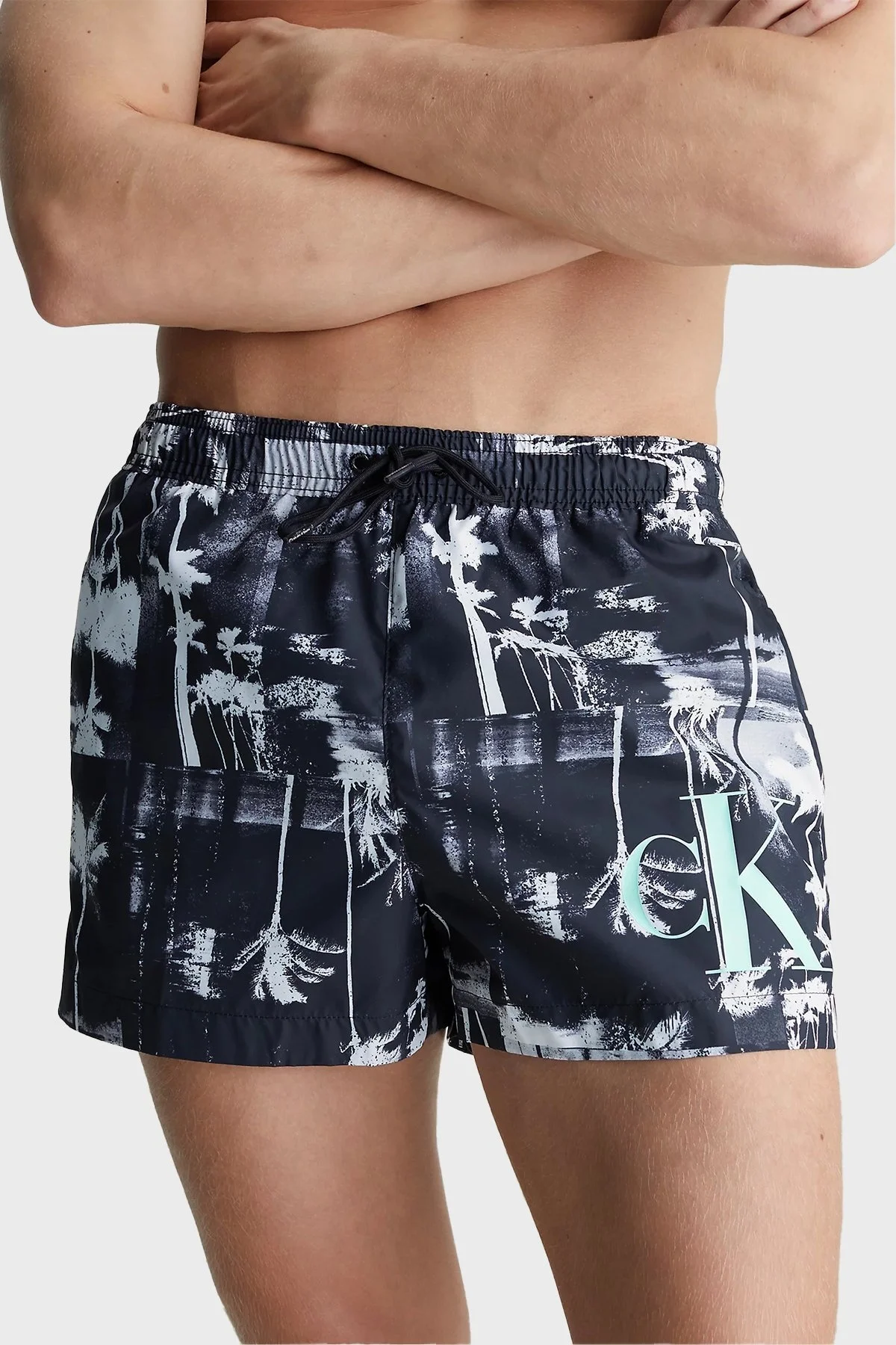 Calvin Klein Cepli KM0KM009680GL Erkek Mayo Short KM0KM00968 0GL SİYAH-BEYAZ - 2