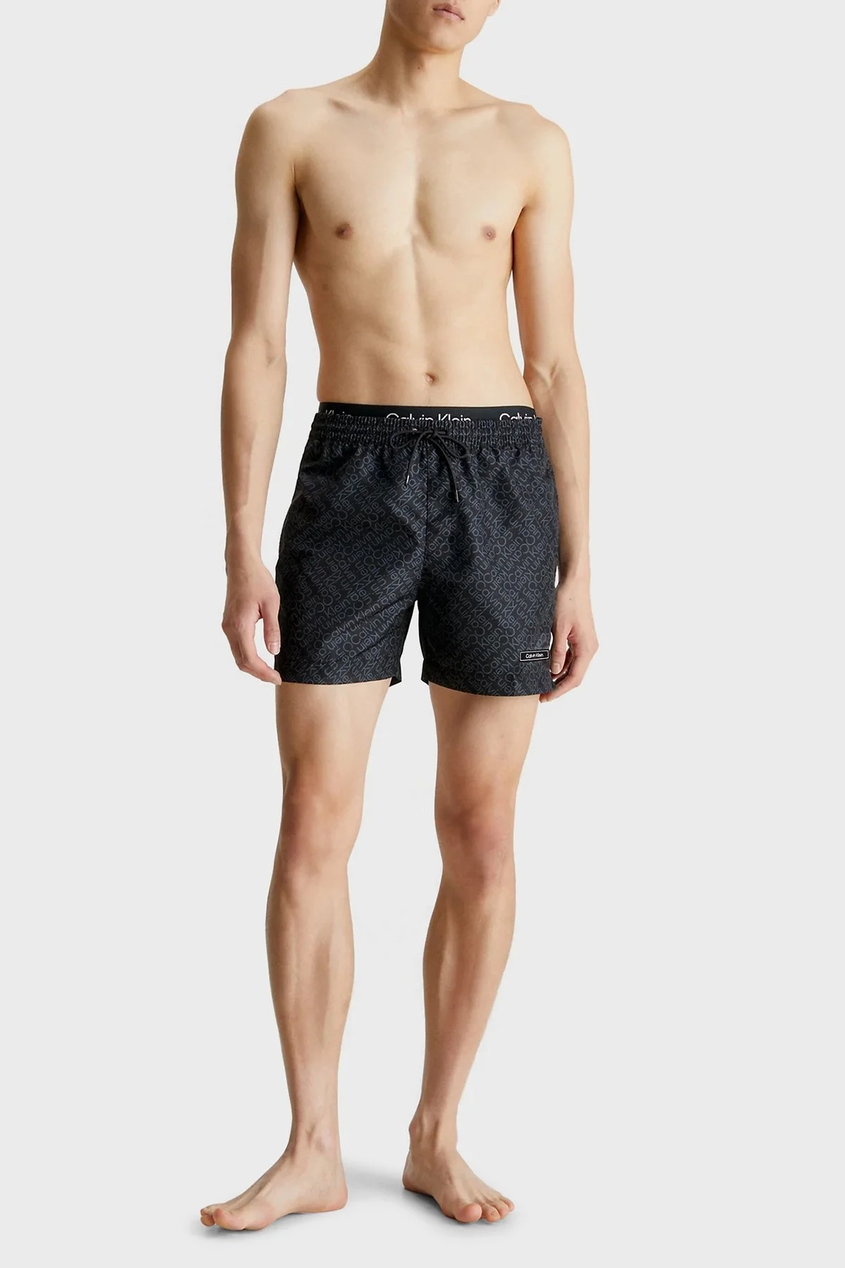 Calvin Klein Çift Bantlı Deniz Şortu Belden Bağlamalı Cepli KM0KM008480IM Erkek Mayo Short KM0KM00848 0IM ANTRASİT - 5