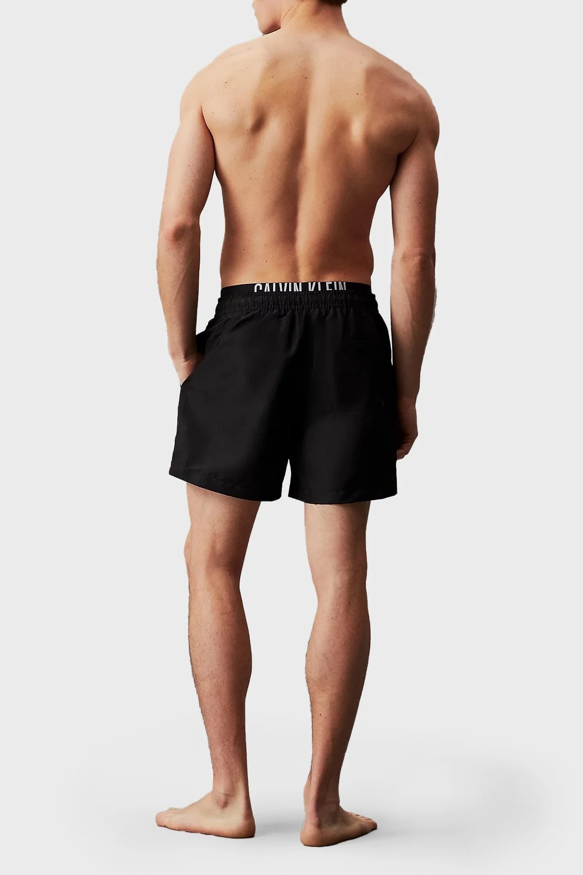 Calvin Klein Çift Bel Detaylı Deniz Şortu Belden Bağlamalı KM0KM00992BEH Erkek Mayo Short KM0KM00992 BEH SİYAH - 2