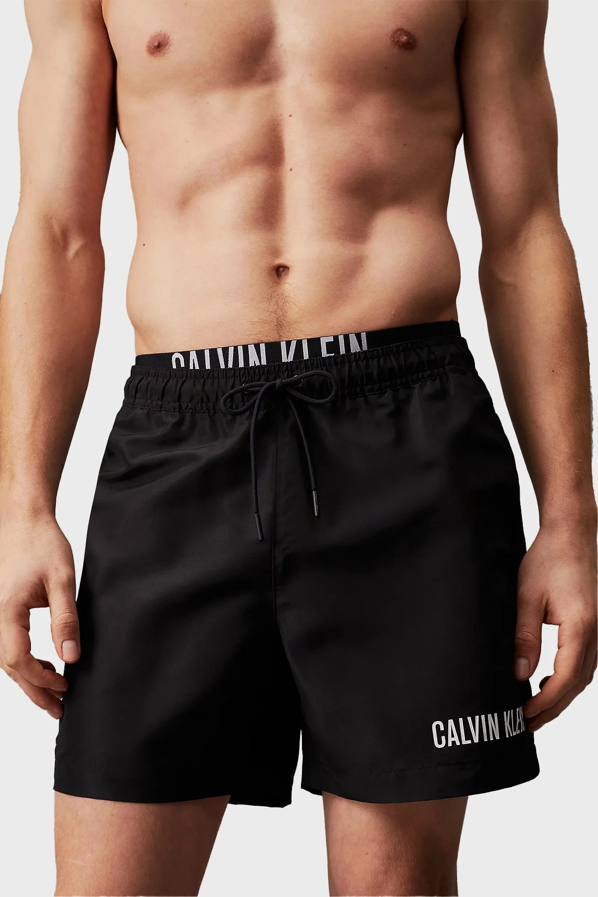 Calvin Klein Çift Bel Detaylı Deniz Şortu Belden Bağlamalı KM0KM00992BEH Erkek Mayo Short KM0KM00992 BEH SİYAH - 3