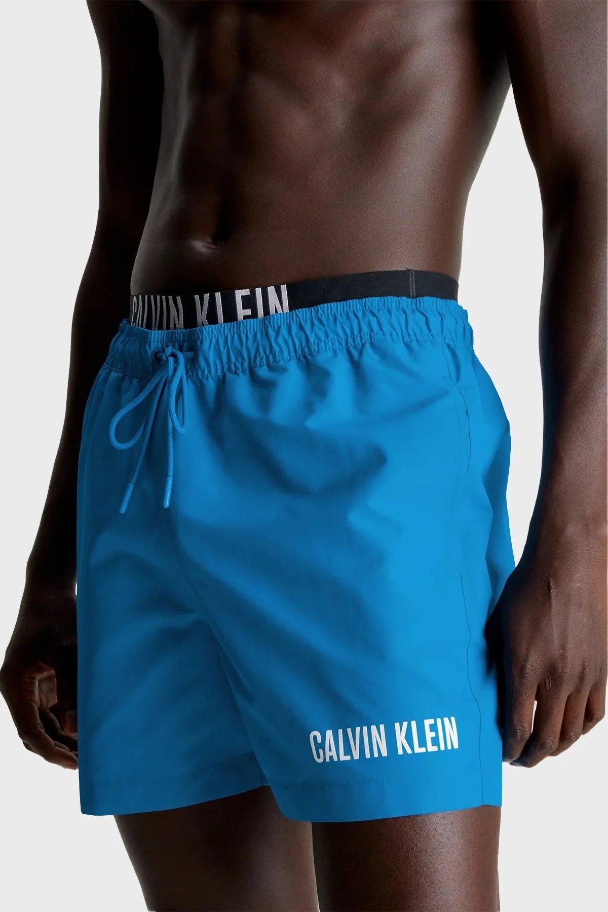 Calvin Klein Çift Bel Detaylı Deniz Şortu Belden Bağlamalı KM0KM00992DYO Erkek Mayo Short KM0KM00992 DYO MAVİ - 1