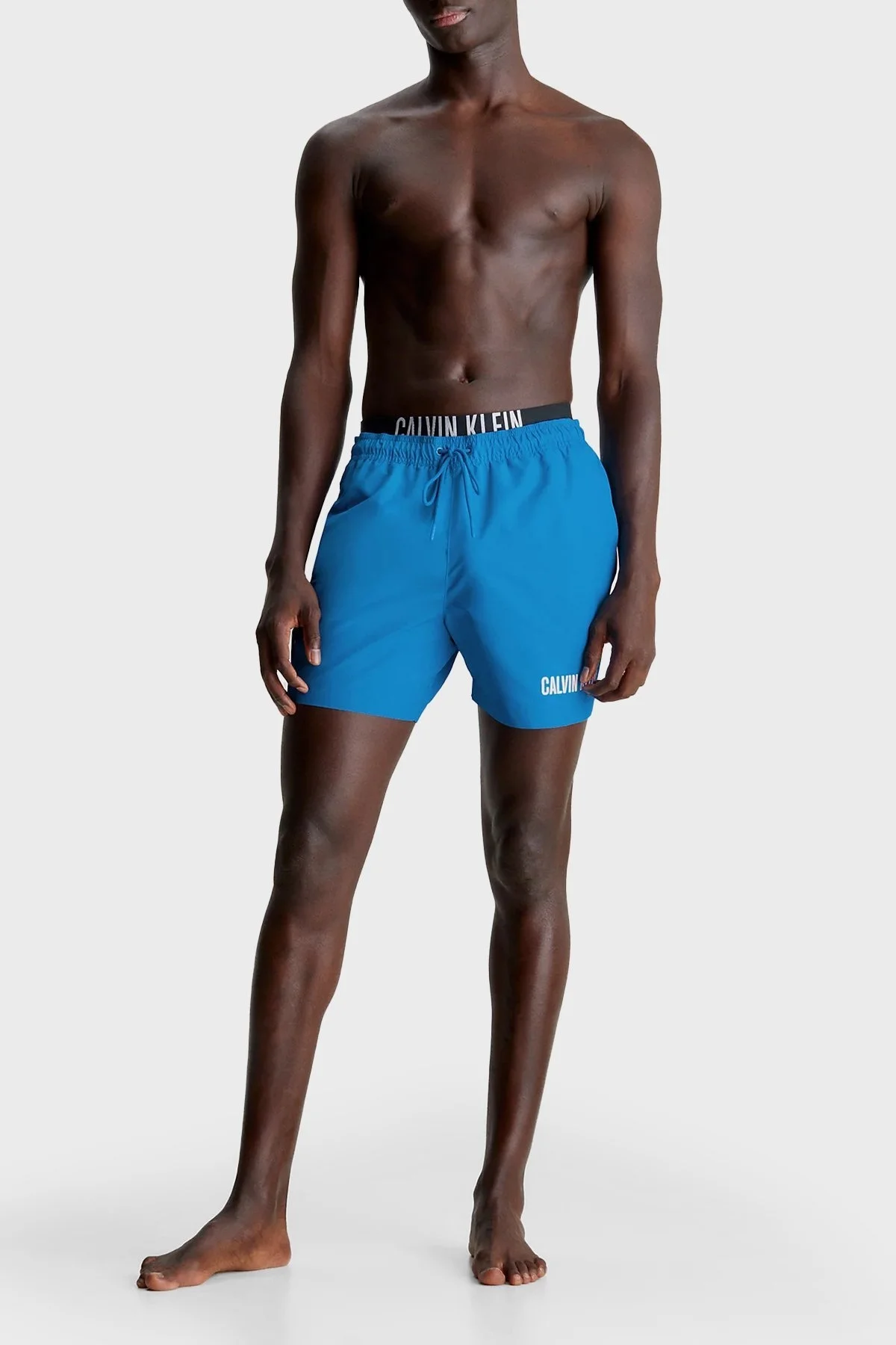 Calvin Klein Çift Bel Detaylı Deniz Şortu Belden Bağlamalı KM0KM00992DYO Erkek Mayo Short KM0KM00992 DYO MAVİ - 9