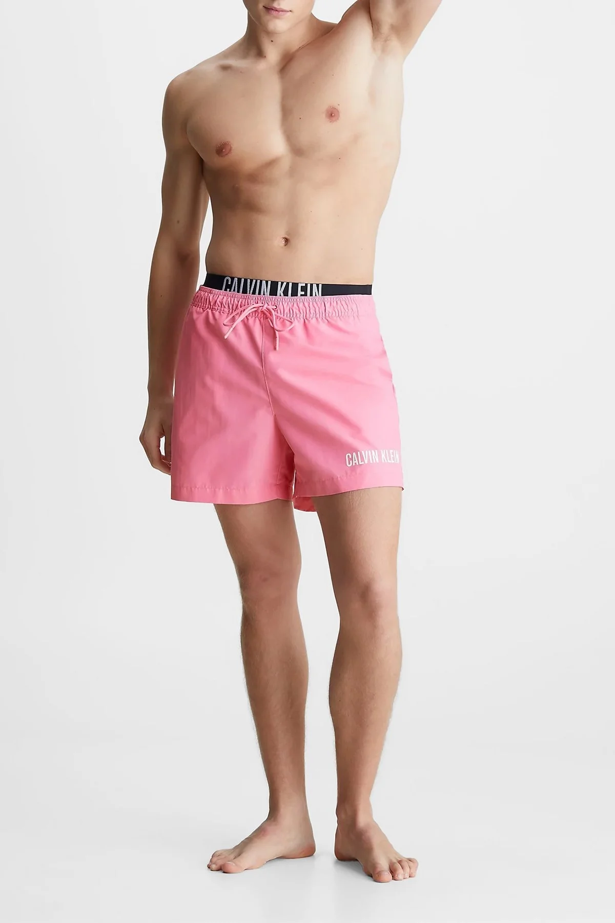 Calvin Klein Çift Bel Detaylı Deniz Şortu Belden Bağlamalı KM0KM00992TFZ Erkek Mayo Short KM0KM00992 TFZ PEMBE - 3