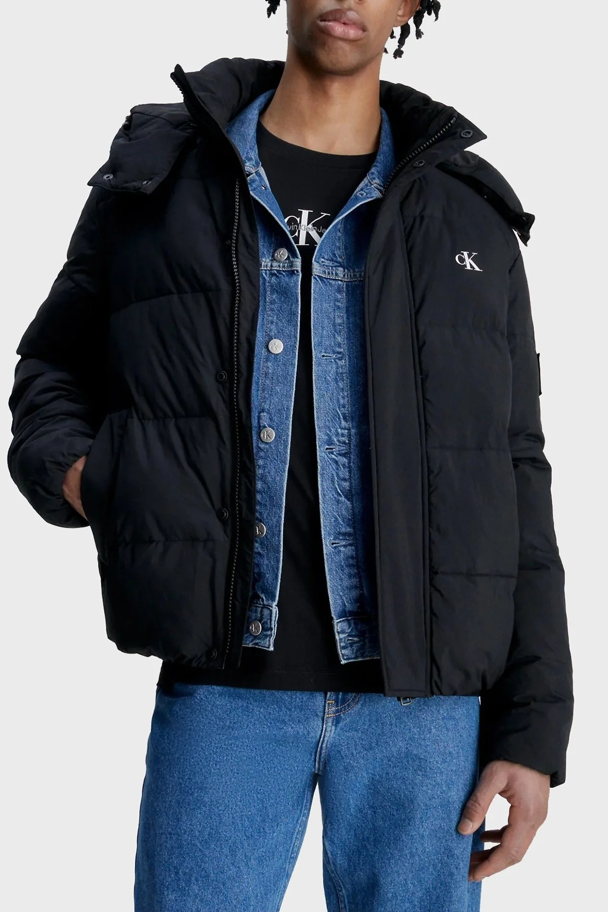 Calvin Klein Çıkarılabilir Büzme ipli J30J323708BEH Erkek Mont J30J323708 BEH SİYAH - 3