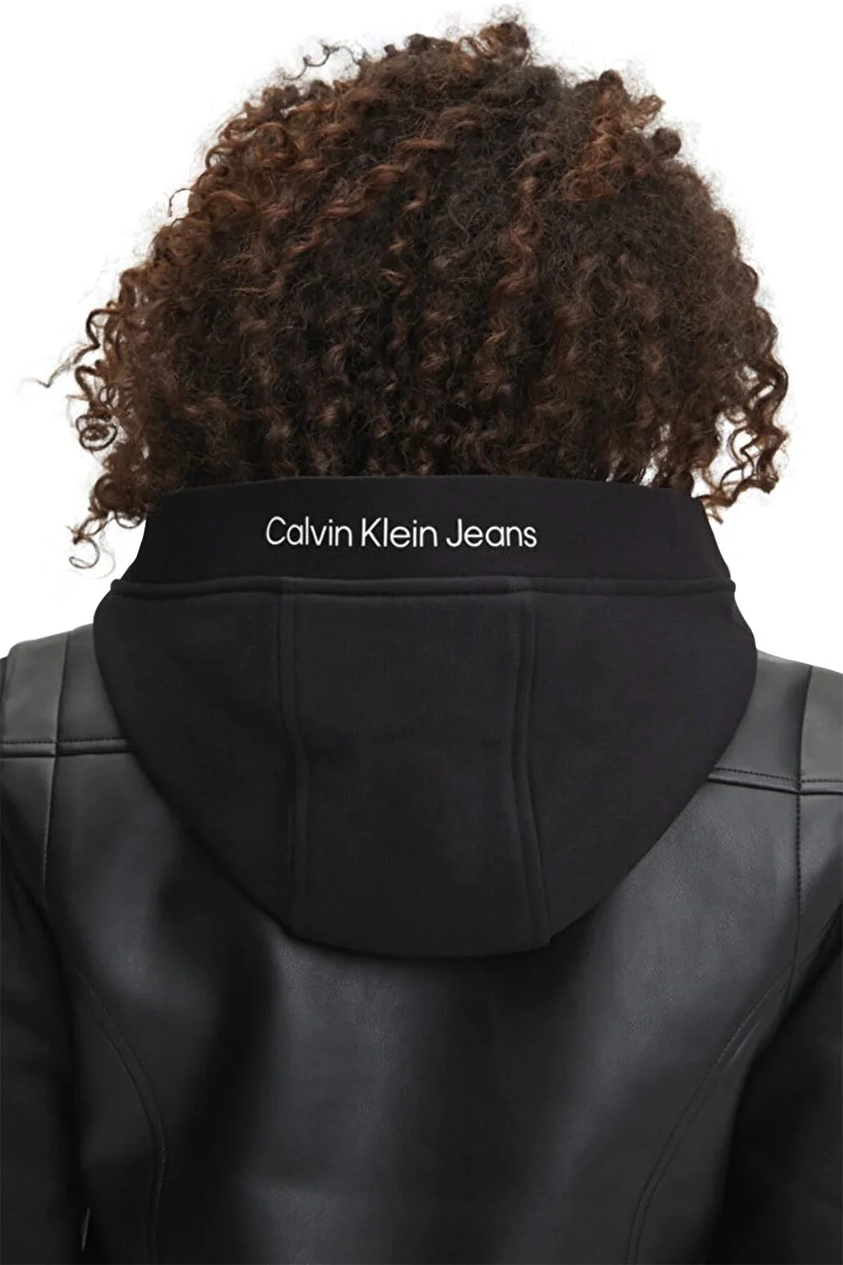 Calvin Klein Çıkarılabilir Kapüşonlu Fermuarlı Regular Fit Faux J20J221384BEH Bayan Deri Ceket J20J221384 BEH SİYAH - 2
