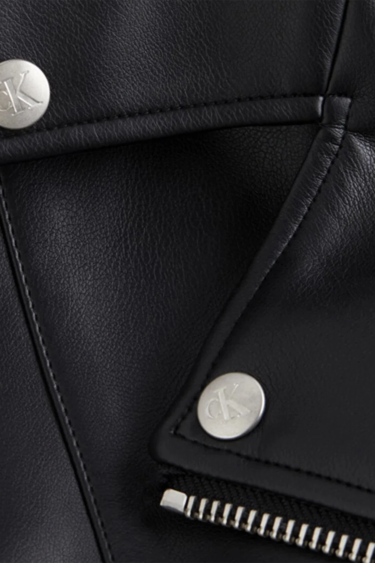 Calvin Klein Çıkarılabilir Kapüşonlu Fermuarlı Regular Fit Faux J20J221384BEH Bayan Deri Ceket J20J221384 BEH SİYAH - 3