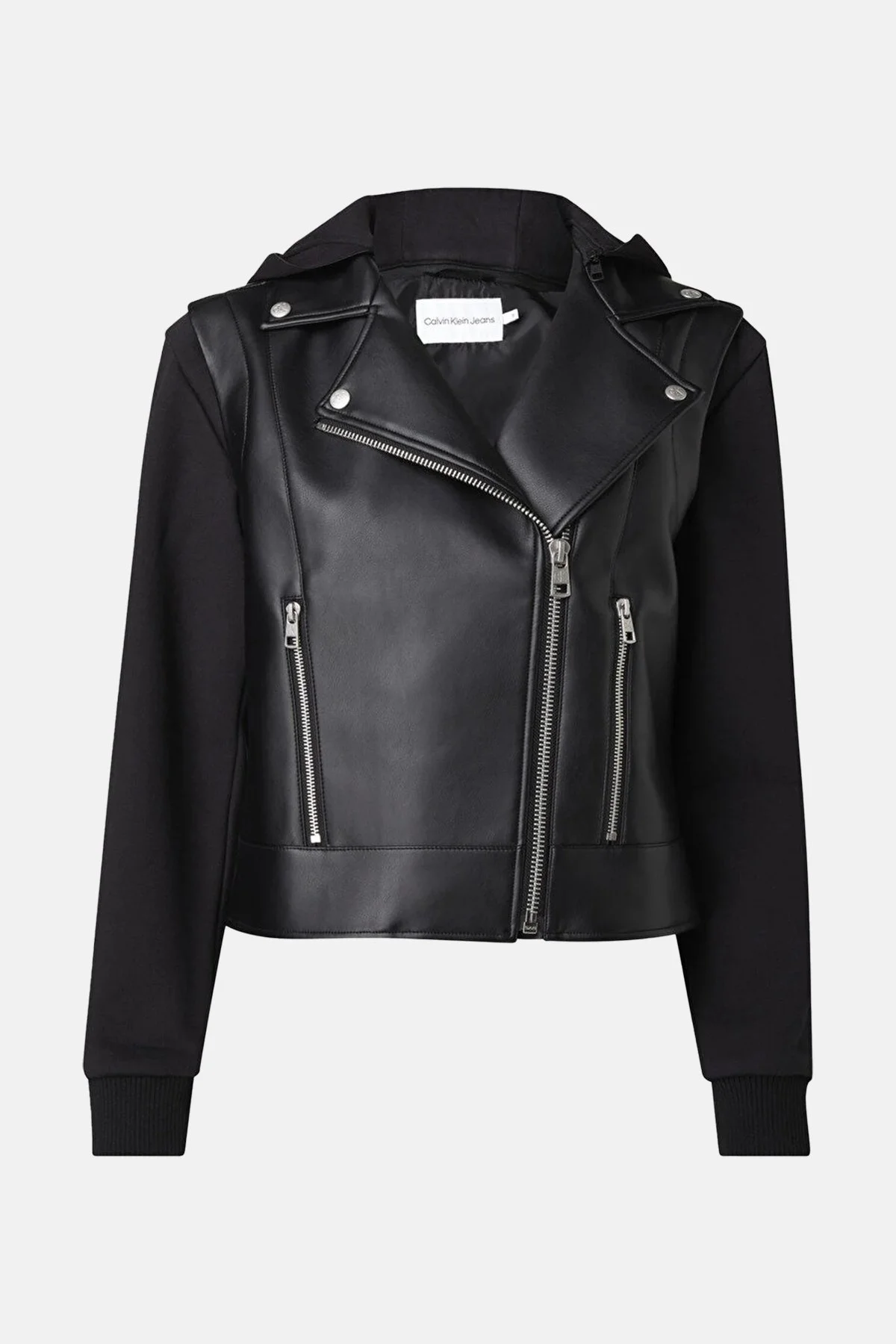 Calvin Klein Çıkarılabilir Kapüşonlu Fermuarlı Regular Fit Faux J20J221384BEH Bayan Deri Ceket J20J221384 BEH SİYAH - 4