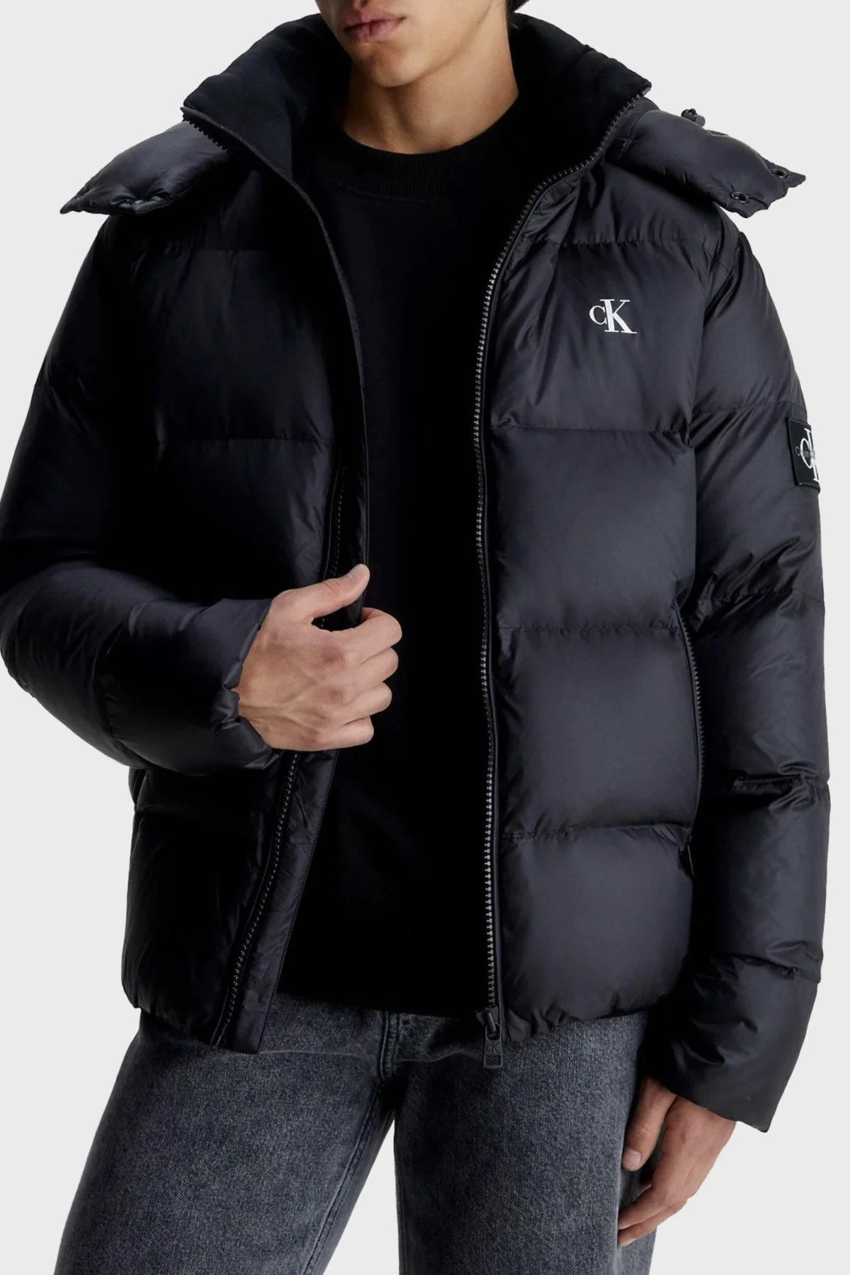 Calvin Klein Çıkarılabilir Kapüşonlu Suya Dayanıklı Regular Fit Erkek Mont J30J323468 BEH SİYAH - 1